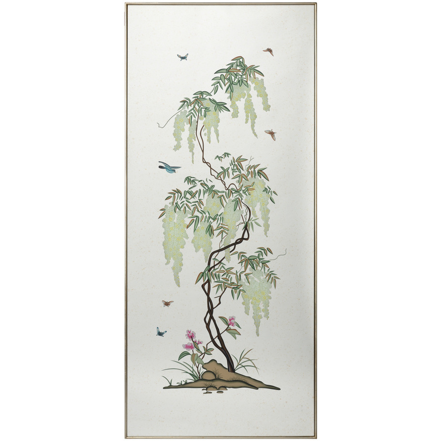 Flowering Tree Green and White/Cream Wall Panel