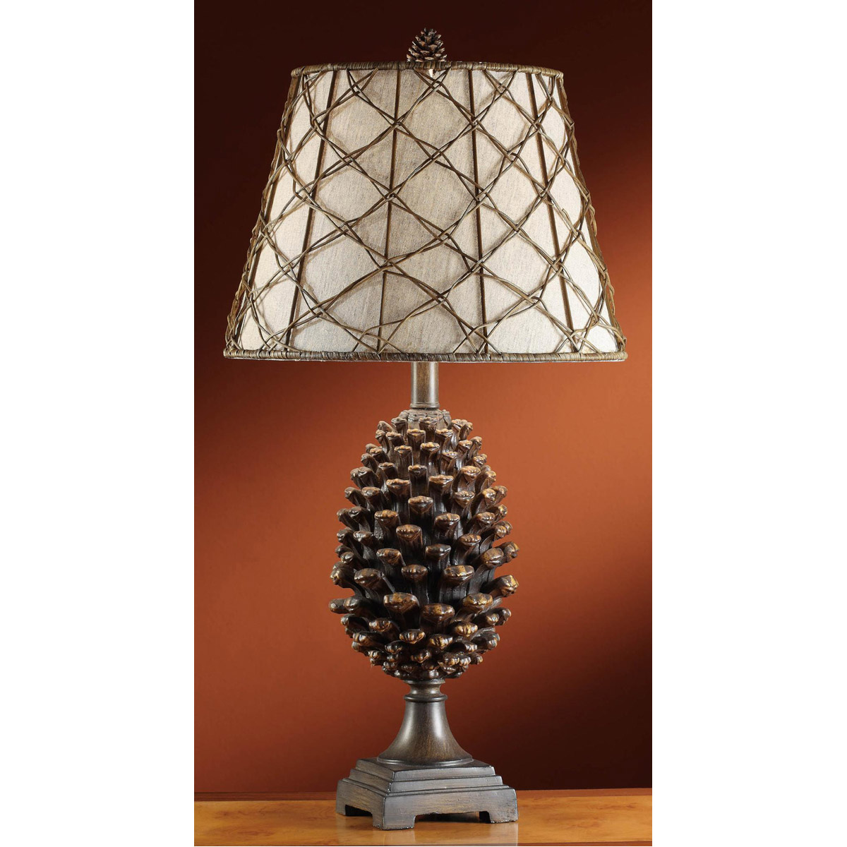 Pine Bluff 30 inch 150.00 watt Resin Natural Pinecone Table Lamp Portable Light
