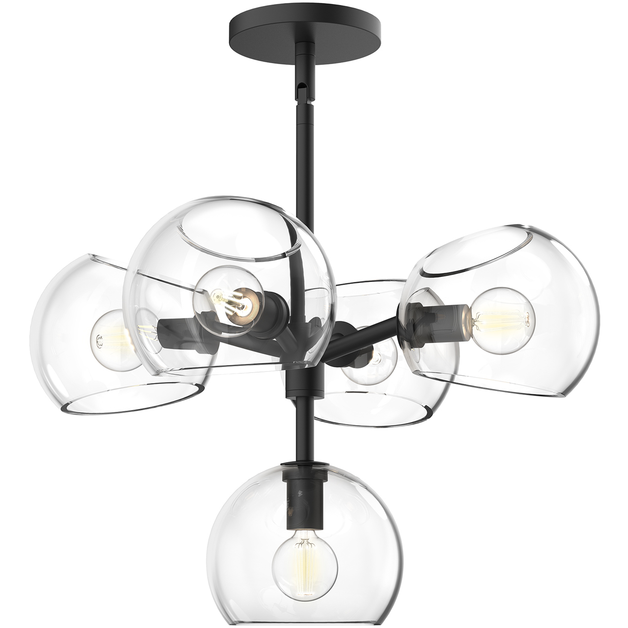 Alora Mood Willow 5 Light 18 inch Matte Black Chandelier Ceiling Light in Clear Glass