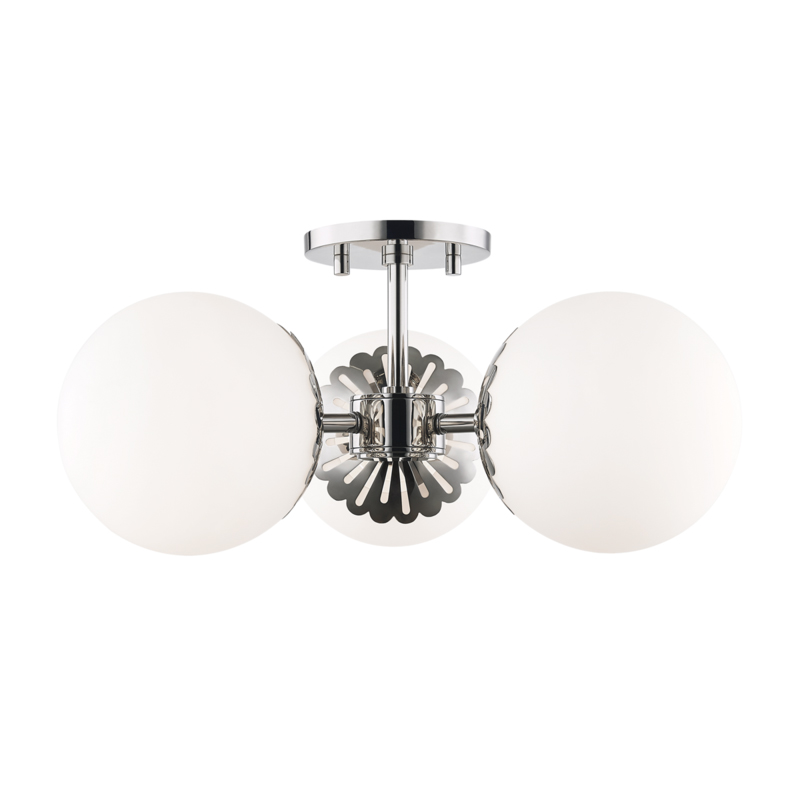 Paige 3 Light 17.5 inch Polished Nickel Semi Flush Ceiling Light