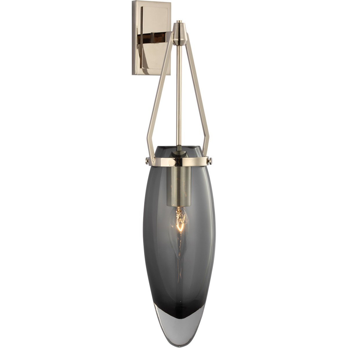 Chapman & Myers Myla LED 4.25 inch Polished Nickel Bracketed Sconce Wall Light in Smoked Glass, Medium