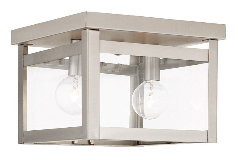 Milford 2 Light 8 inch Brushed Nickel Square Flush Mount Ceiling Light
