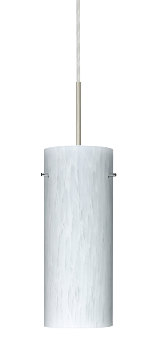 Stilo 10 1 Light Satin Nickel Pendant Ceiling Light in Incandescent, Carrera Glass