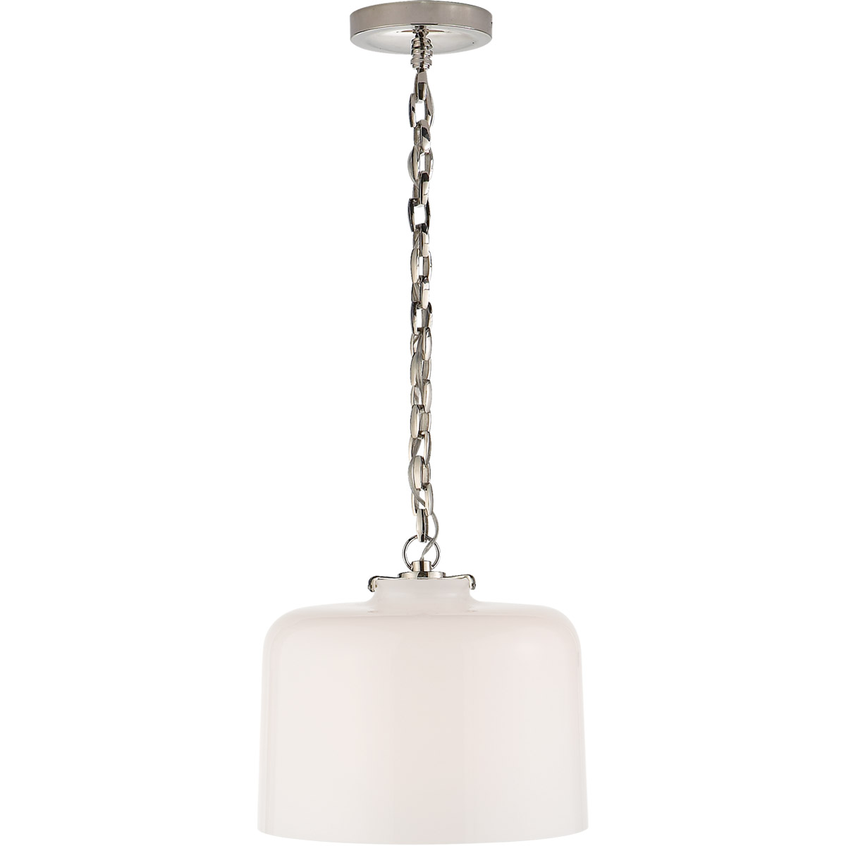Thomas O'Brien Katie5 1 Light 12 inch Polished Nickel Dome Pendant Ceiling Light in White Glass
