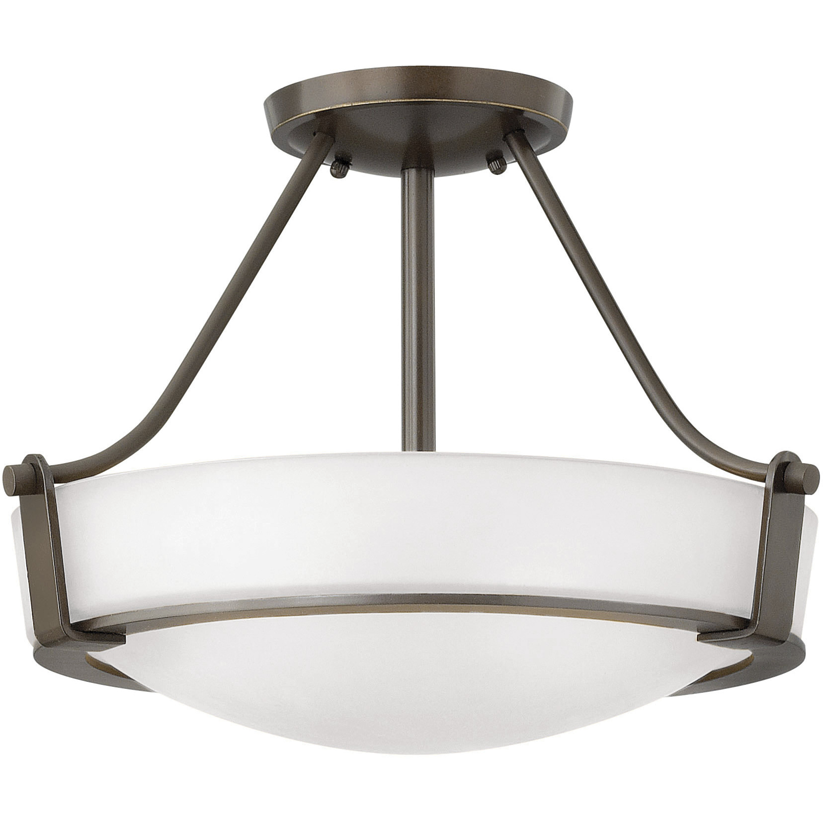 Hathaway 3 Light 16 inch Olde Bronze Indoor Semi-Flush Mount Ceiling Light in Etched White