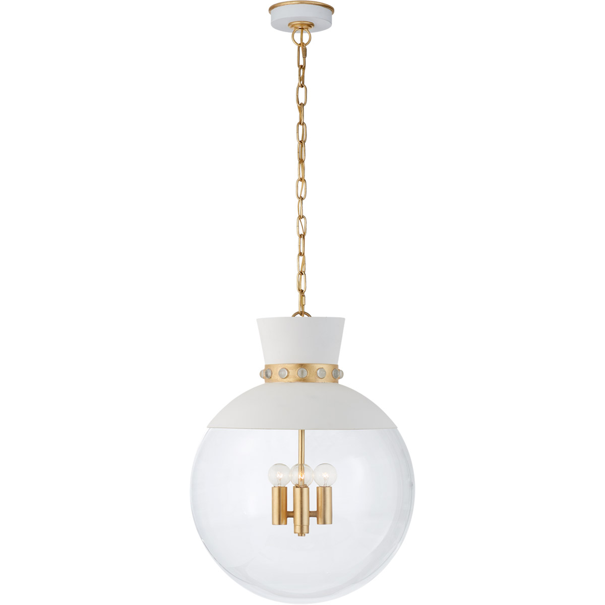 Julie Neill Lucia 4 Light 18 inch White and Gild Pendant Ceiling Light in White with Gild, Large
