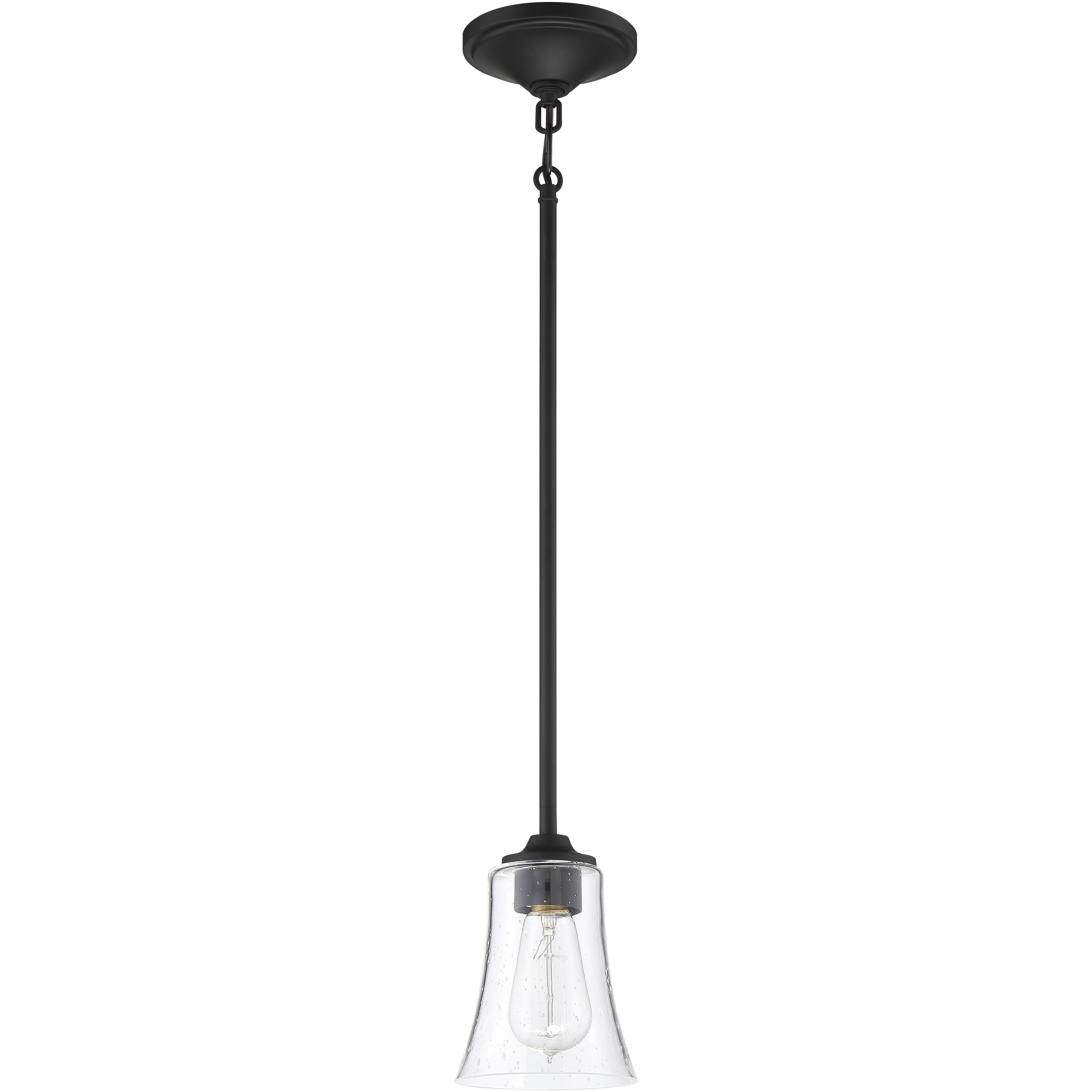 Neighborhood Gwyneth 1 Light 5.13 inch Flat Black Mini Pendant Ceiling Light in Clear Seeded, Neighborhood Collection