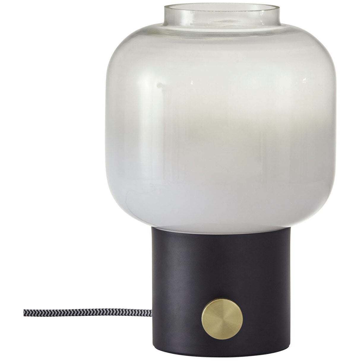 Lewis 12 inch 60.00 watt Matte Black with Antique Brass Accent Table Lamp Portable Light 