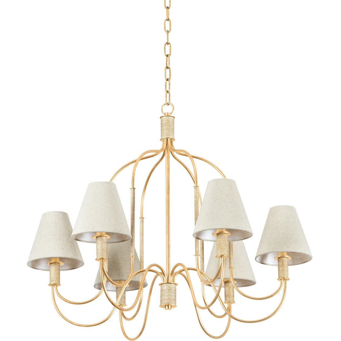 Warrensburg 6 Light 32.25 inch Vintage Gold Leaf Chandelier Ceiling Light