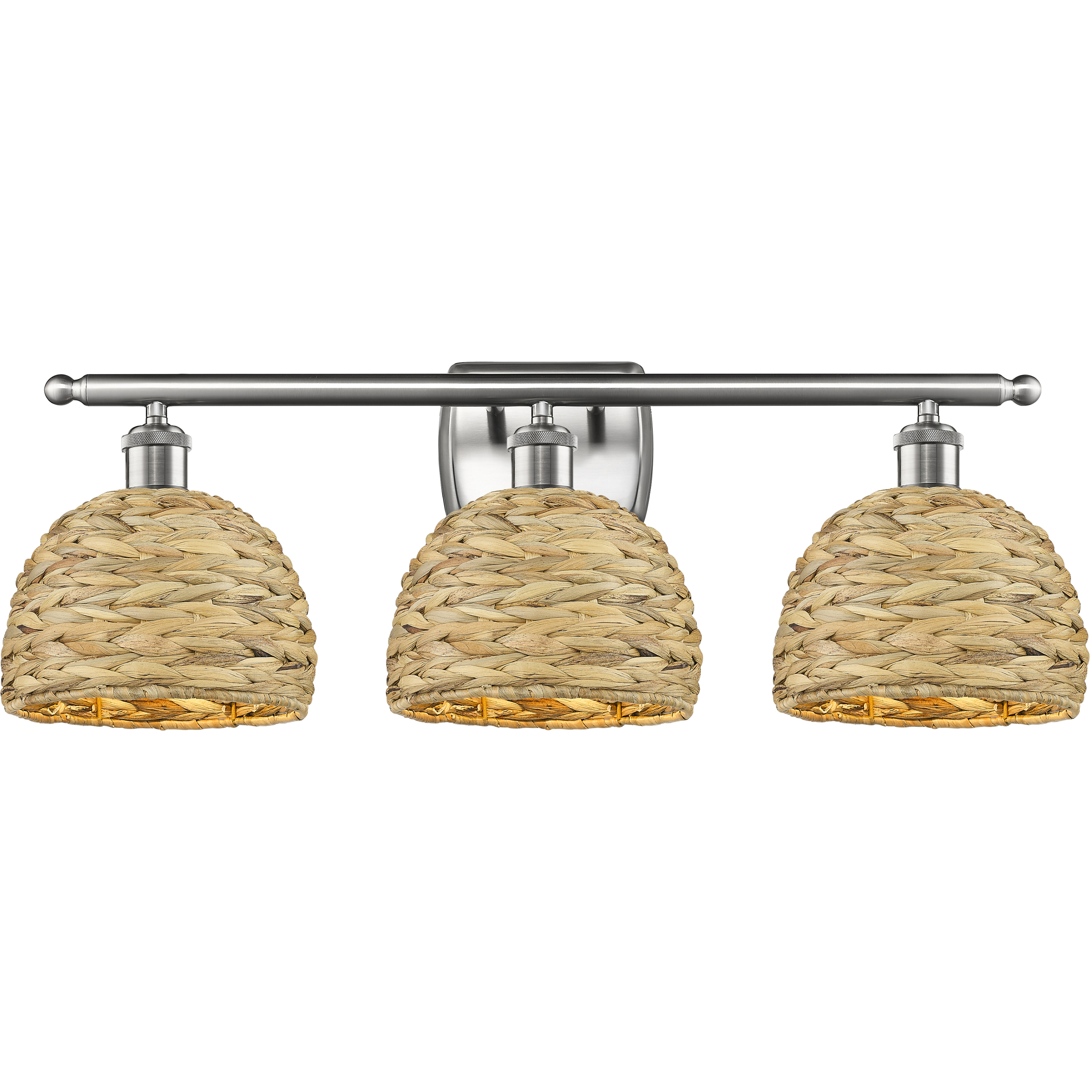 Woven Rattan 3 Light 28 inch Satin Nickel Bath Vanity Light Wall Light