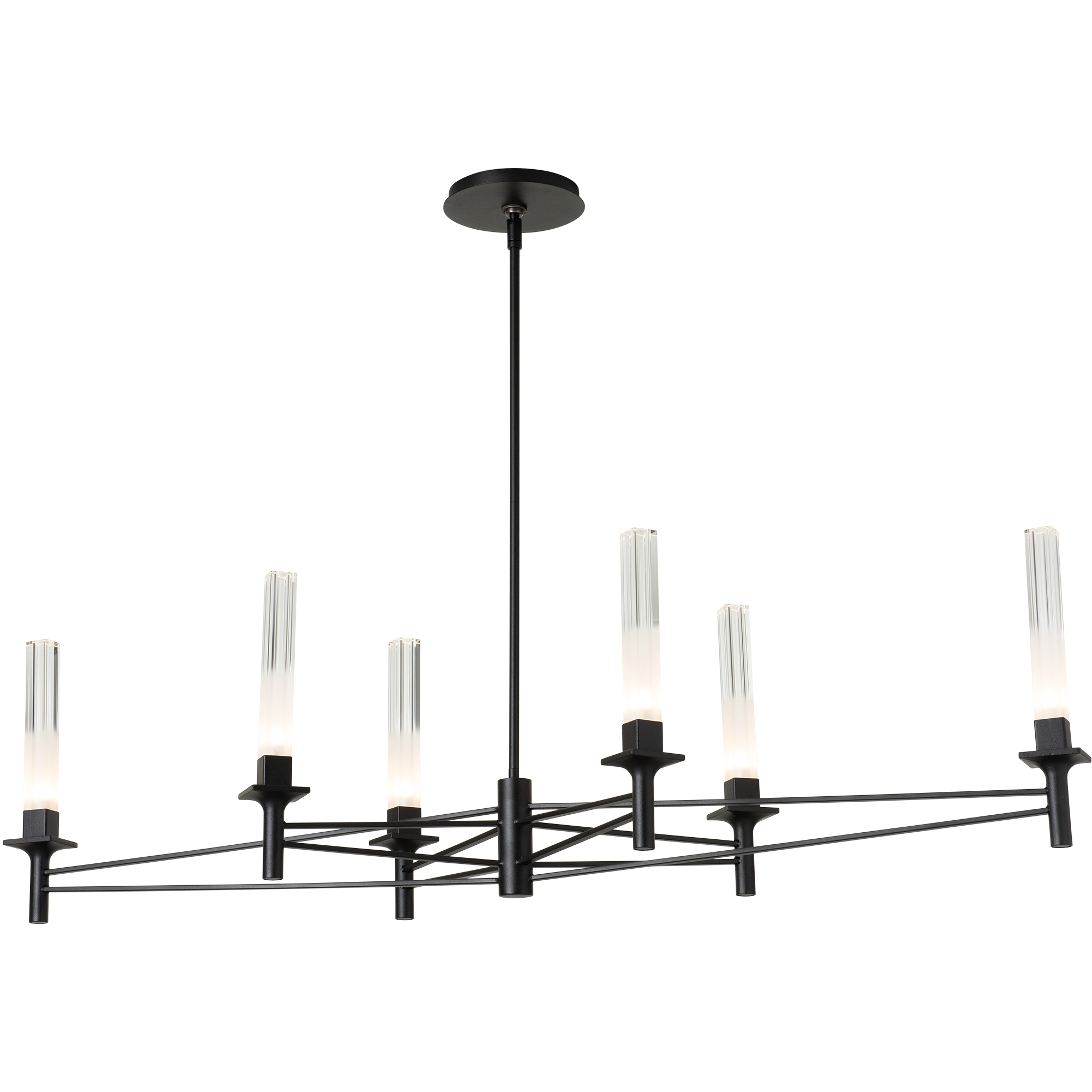 Truss 6 Light 49.5 inch Black Linear Chandelier Ceiling Light