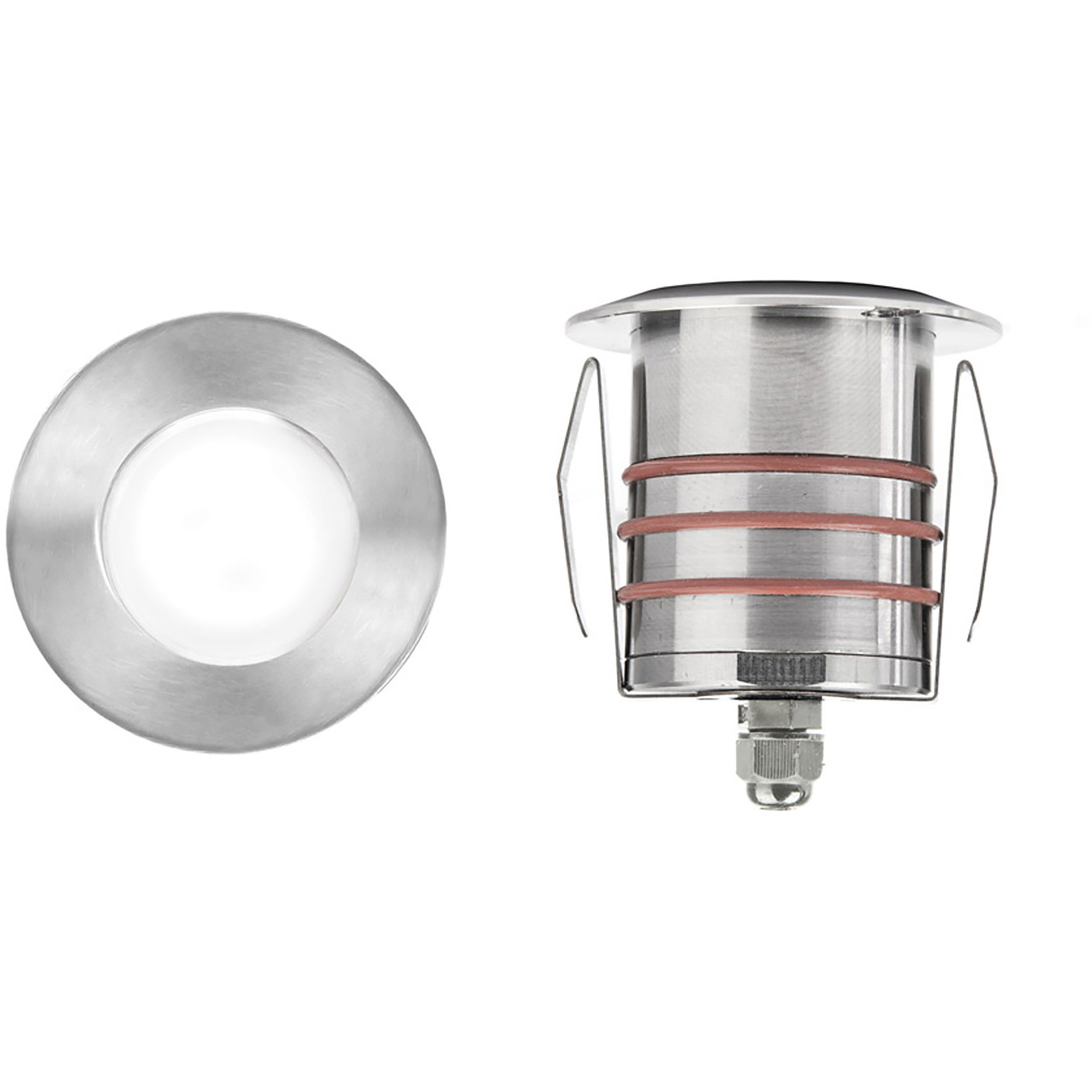 Inground Recessed Light 12 4 watt Stainless Steel Path Indicator Light in 2700K Warm LED, WAC Landscape
