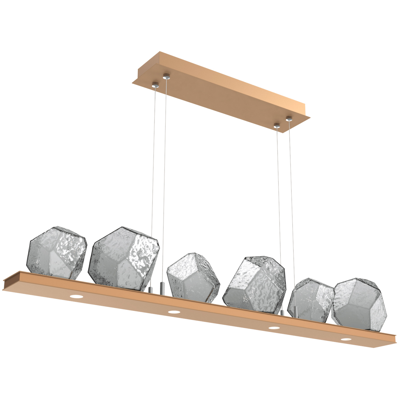 Gem LED 44 inch Novel Brass Linear Pendant Ceiling Light in Smoke, 2700K LED, Bezel