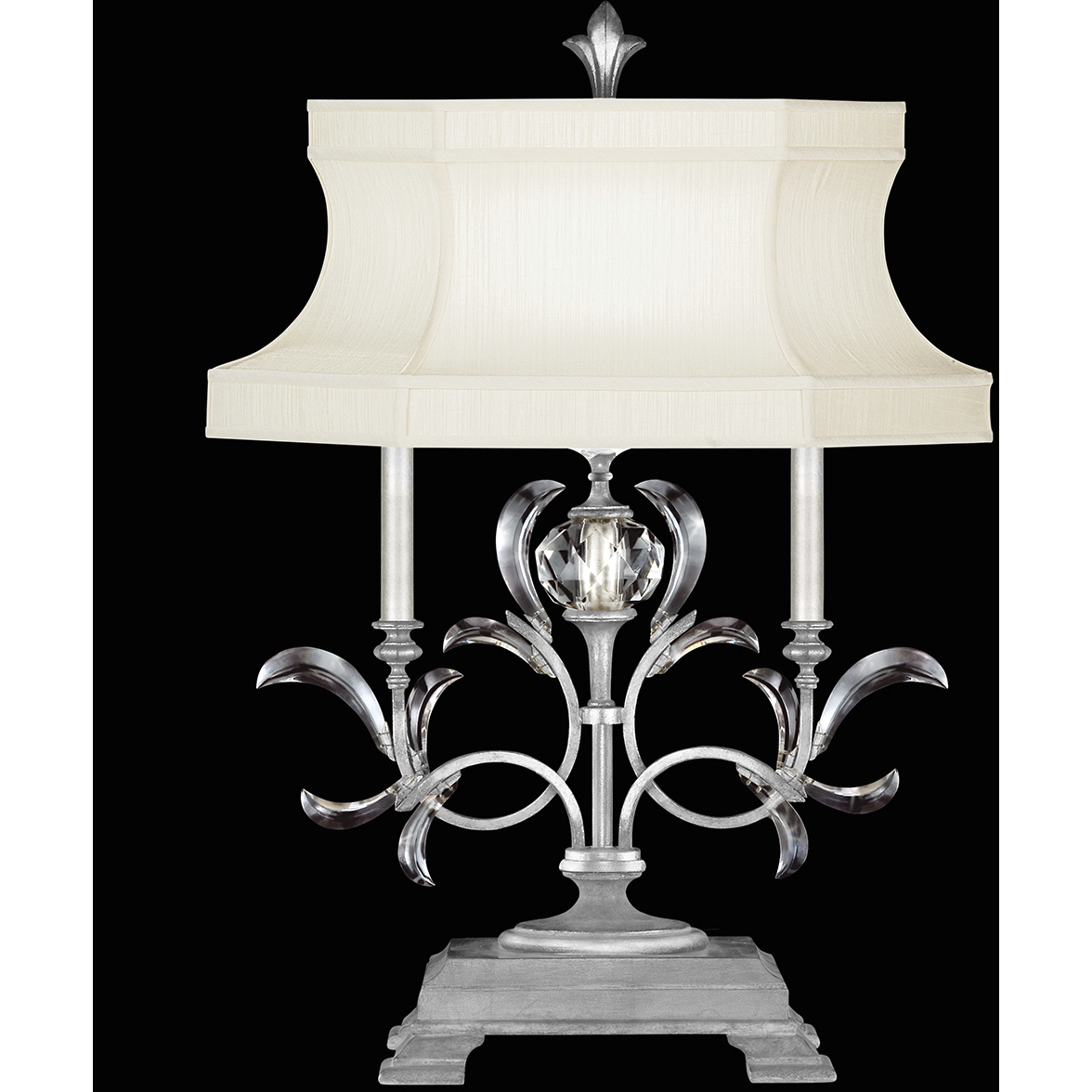 Beveled Arcs 34 inch 60 watt Silver Table Lamp Portable Light