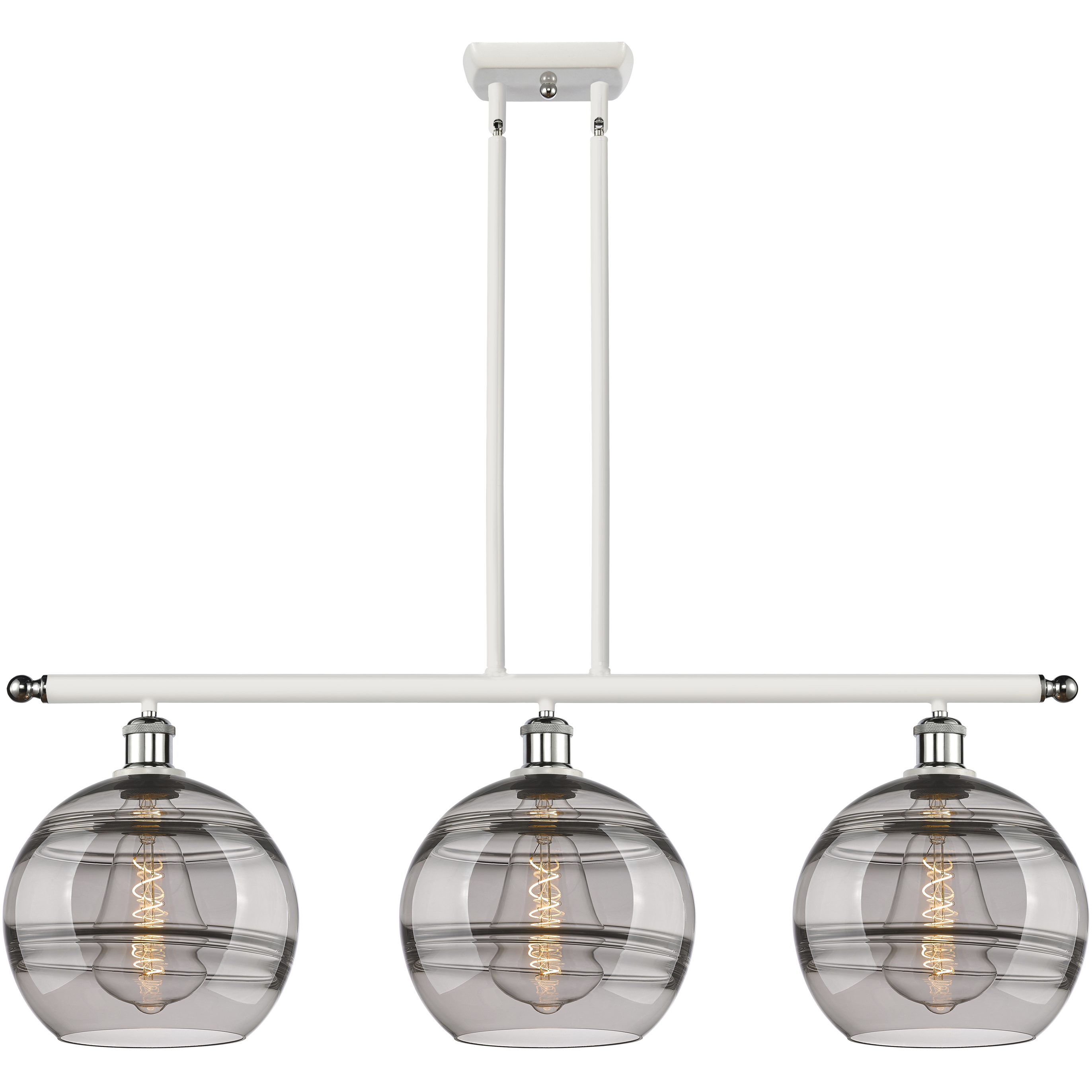 Ballston Rochester 3 Light 36.5 inch White Polished Chrome Stem Hung Island Light Ceiling Light
