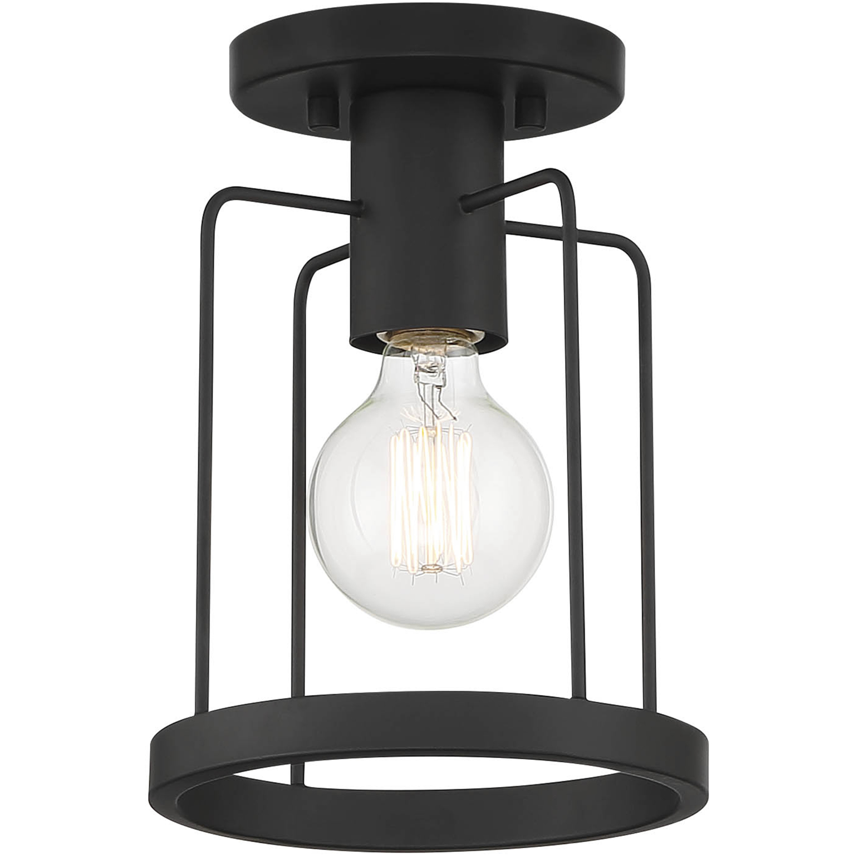 Tafo 1 Light 7 inch Matte Black Semi-Flush Ceiling Light
