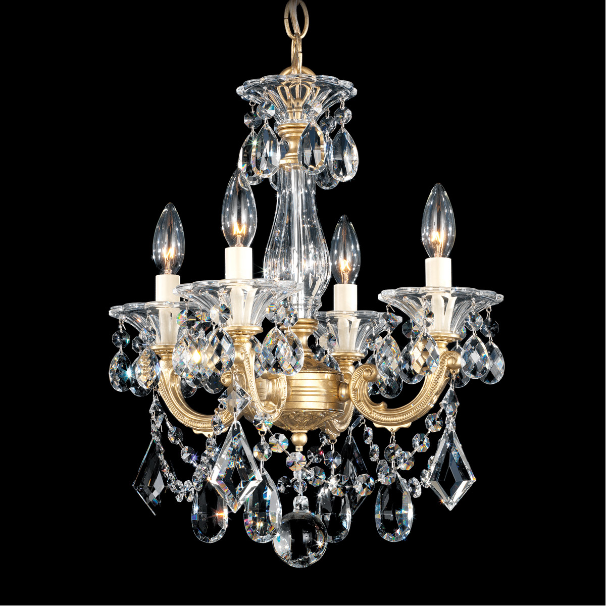 La Scala 4 Light 14.5 inch Heirloom Gold Chandelier Ceiling Light in Heritage, Convertible to Pendant
