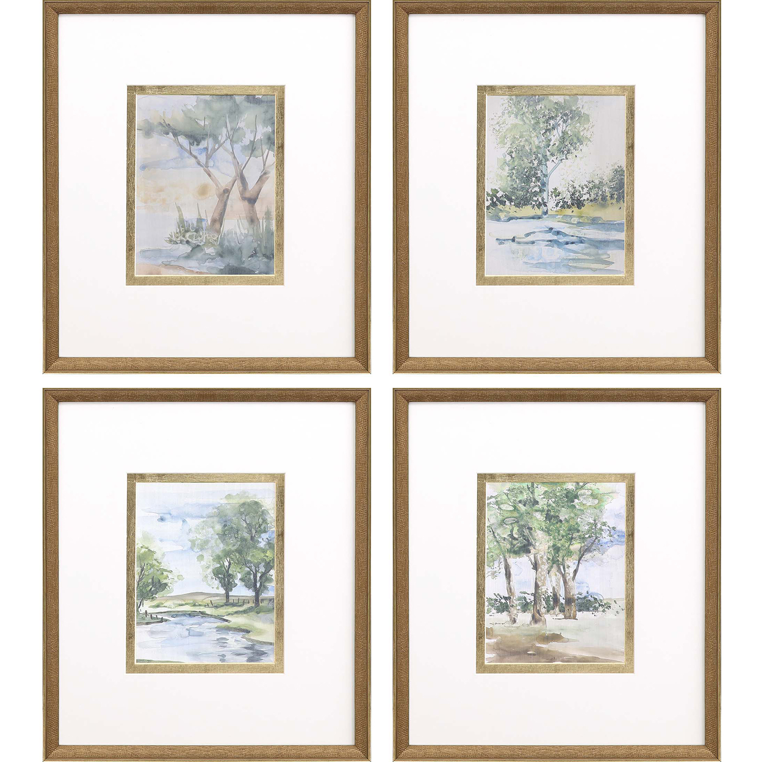 Along the Way Blue and Green and Brown and Multi Framed Art, The Studio