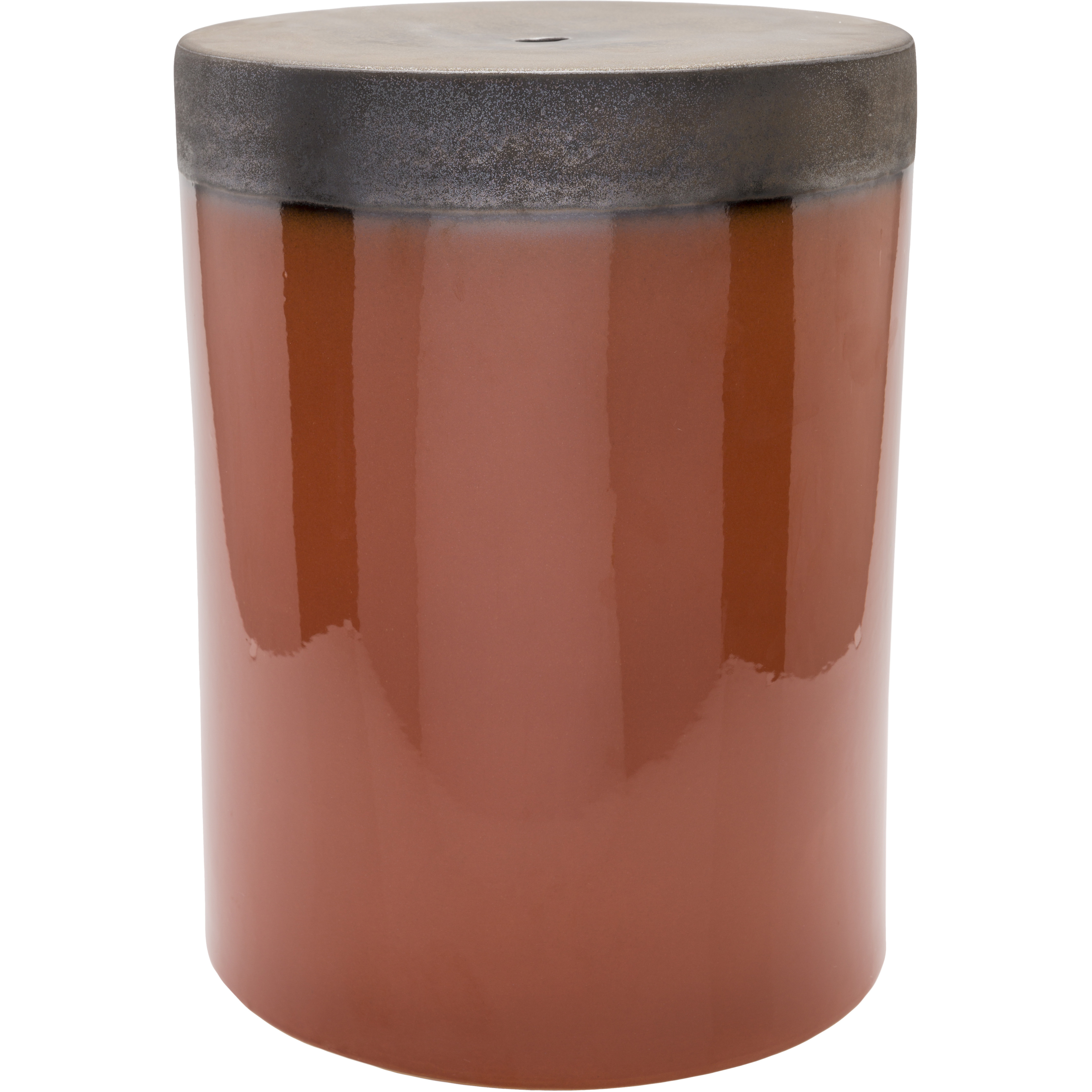 Media 18.1 inch Orange and Brown Outdoor Garden Stool, Cylinder, Hand Crafted