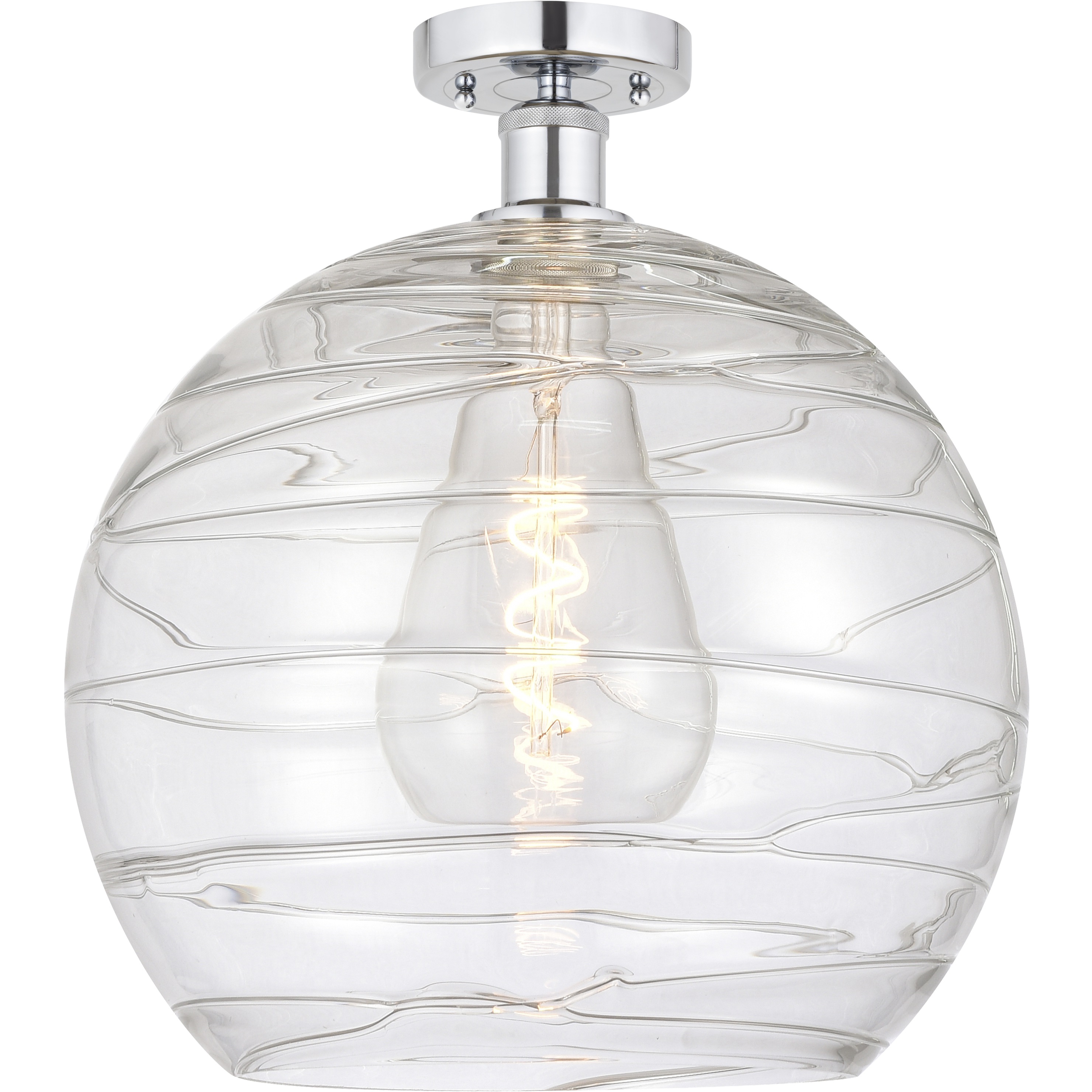 Edison Athens Deco Swirl 1 Light 13 inch Polished Chrome Semi-Flush Mount Ceiling Light