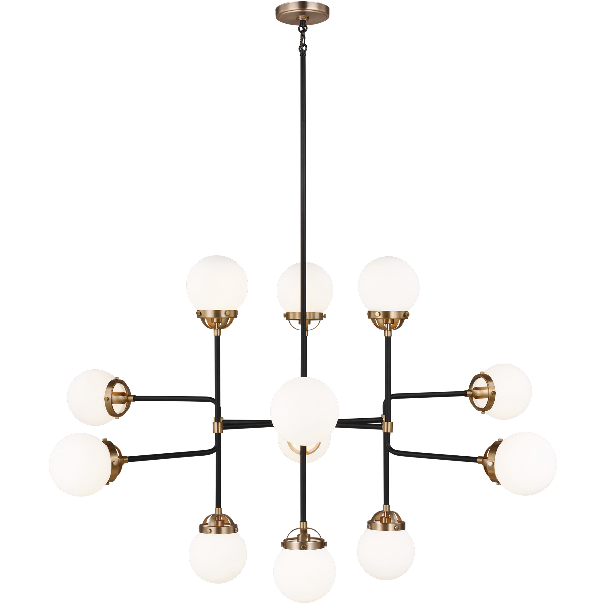 Ian K. Fowler Cafe 12 Light 47 inch Satin Brass Chandelier Ceiling Light