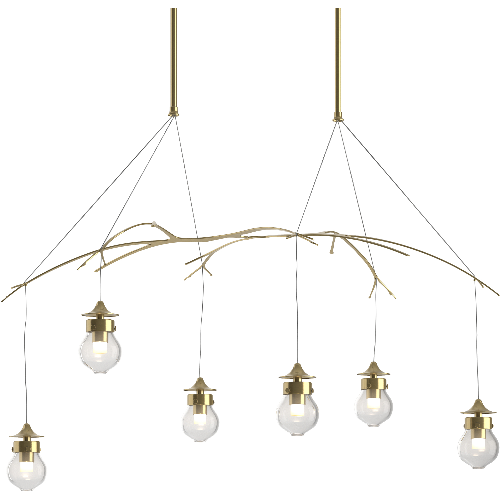 Kiwi 6 Light 36.8 inch Modern Brass Pendant Ceiling Light, Standard