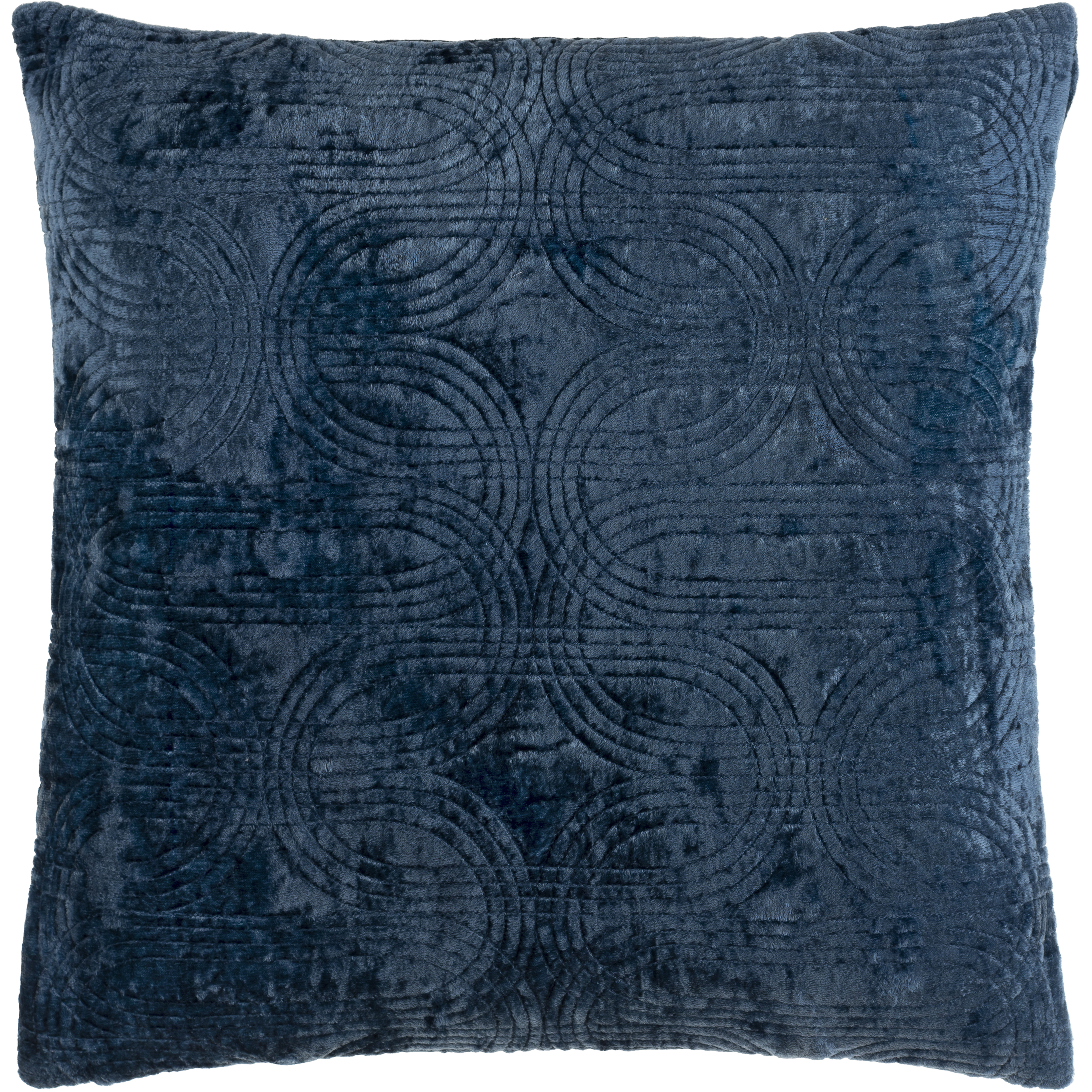 Velvet Deco 20 inch Dark Blue Pillow Kit in 20 x 20, Square
