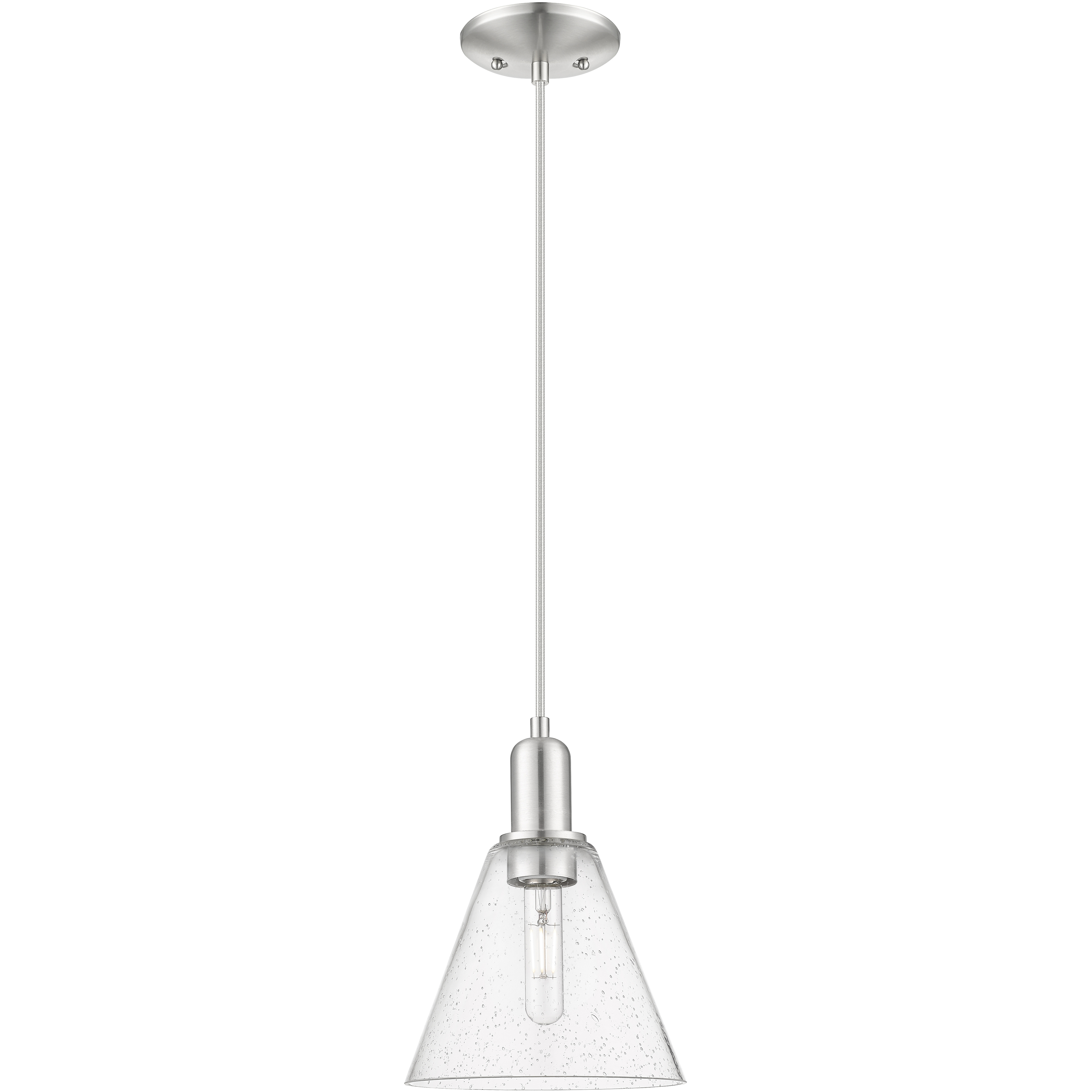 Arcadia Berkshire Glass 1 Light 8 inch Brushed Satin Nickel Mini Pendant Ceiling Light in Seedy