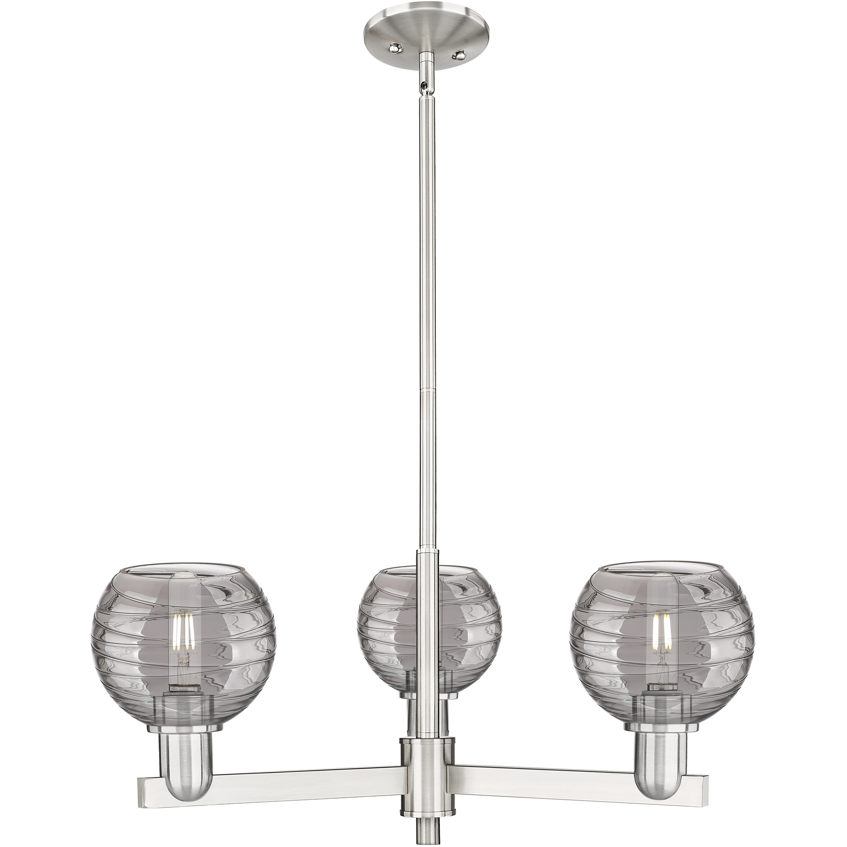 Athens Deco Swirl 3 Light 17.63 inch Satin Nickel Chandelier Ceiling Light