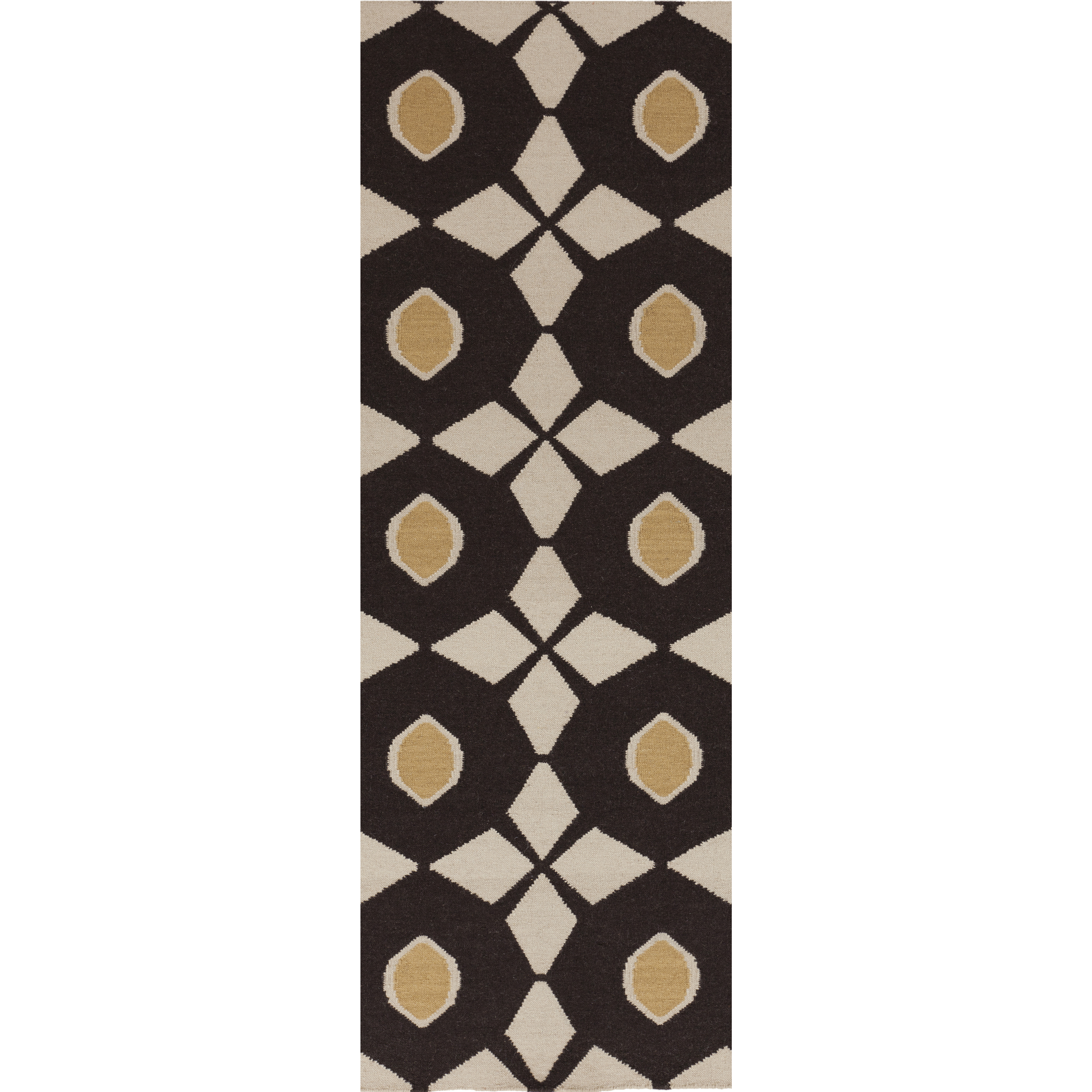 Frontier 96 X 30 inch Dark Brown, Ivory, Tan Rug