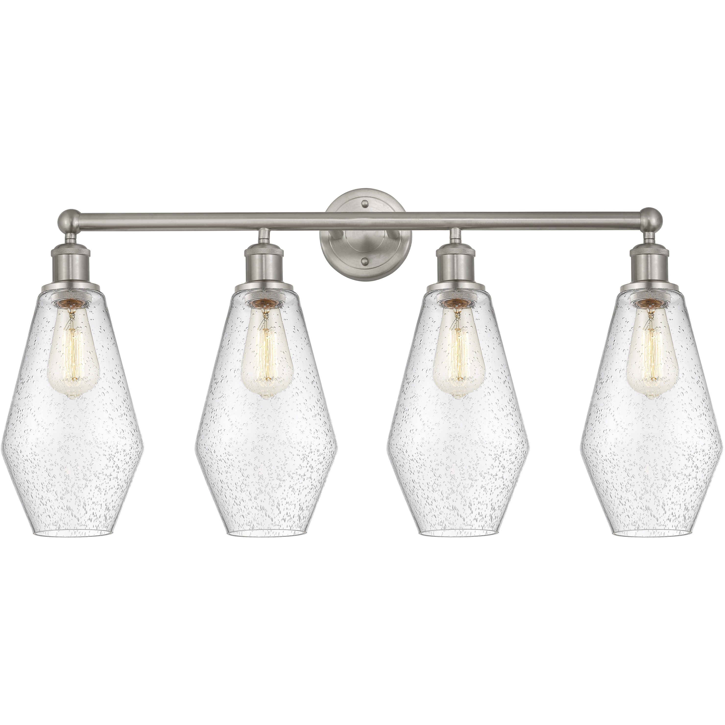 Cindyrella 4 Light 34 inch Brushed Satin Nickel Bath Vanity Light Wall Light in Seedy Glass