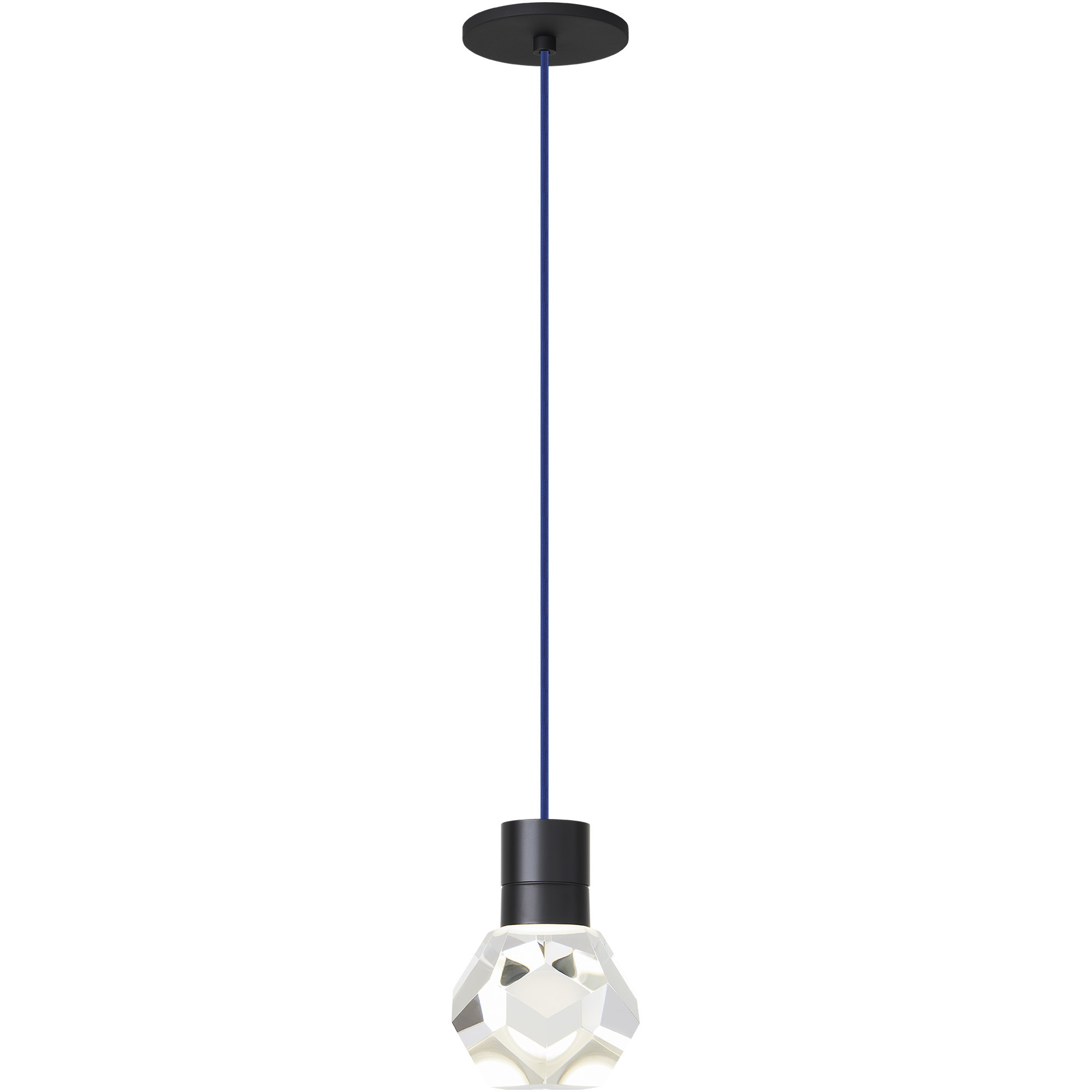 Sean Lavin Kira LED Black Pendant Ceiling Light in LED 90 CRI 2200K-3000K, Blue Cord, Integrated LED