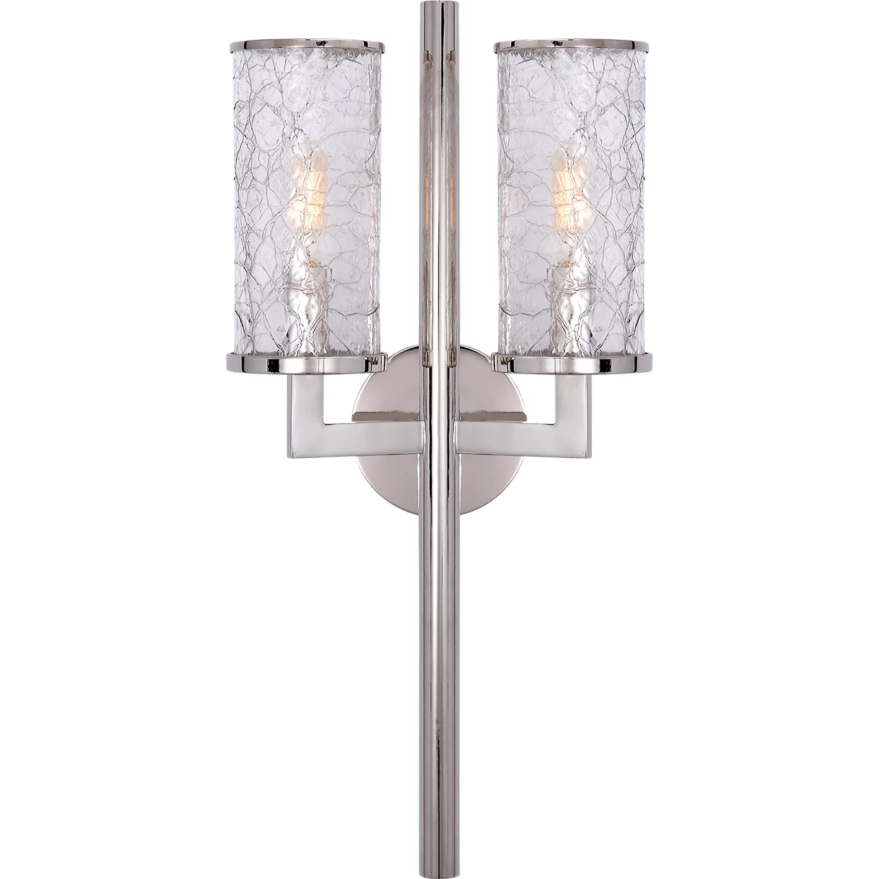 Kelly Wearstler Liaison 2 Light 9.5 inch Polished Nickel Double Sconce Wall Light in Crackle Glass