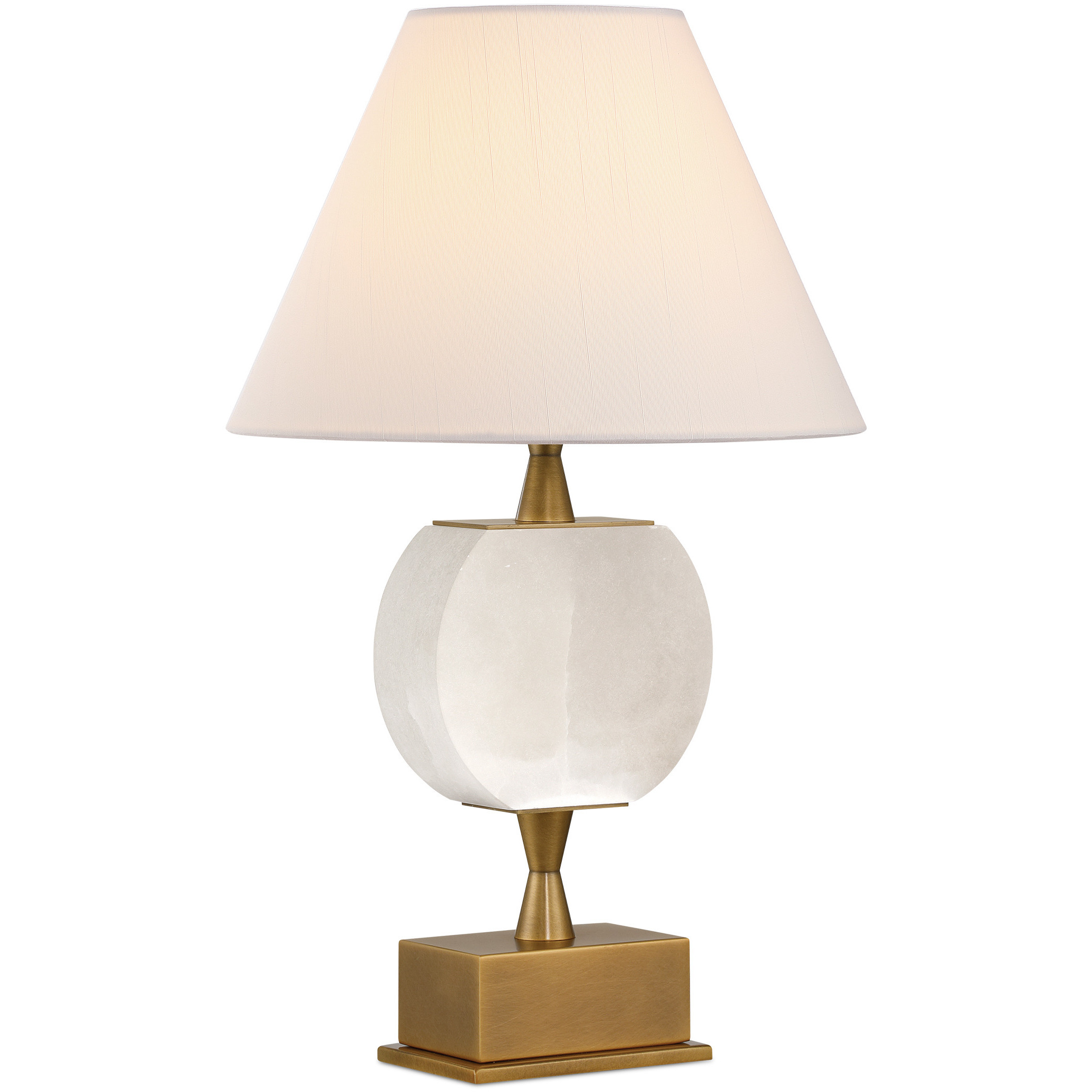 Meandro 17 inch 3 watt White and Antique Brass Table Lamp Portable Light