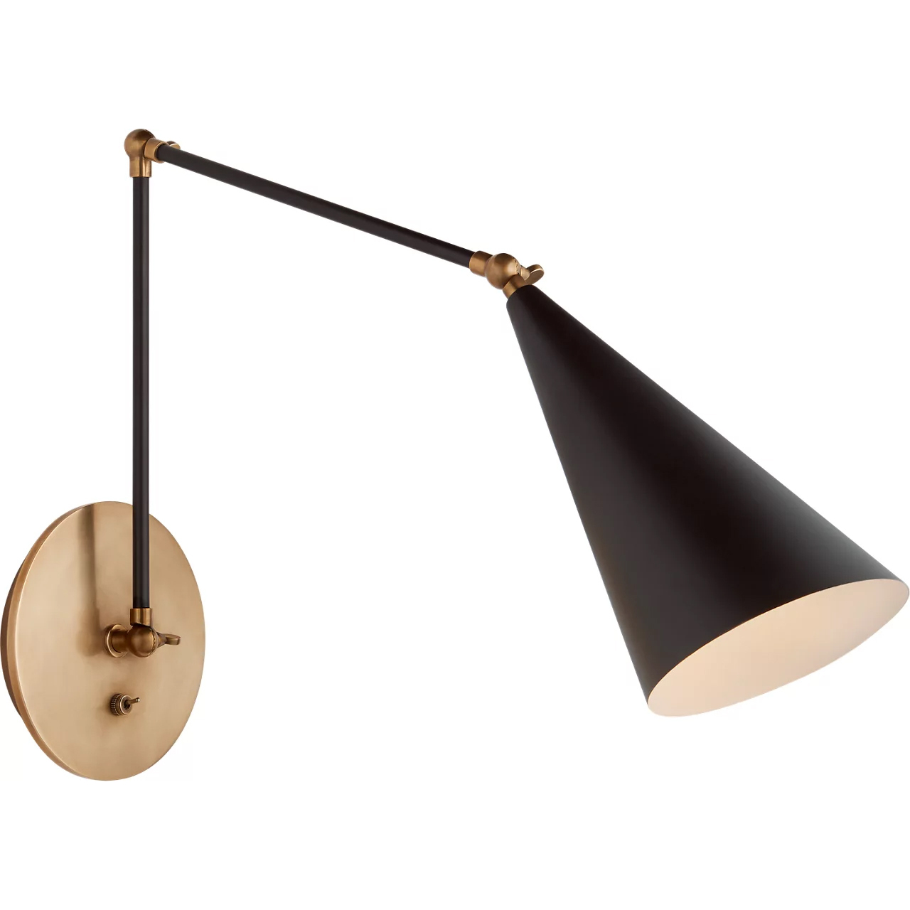 AERIN Clemente 13 inch 40 watt Black and Hand-Rubbed Antique Brass Double Arm Library Sconce Wall Light