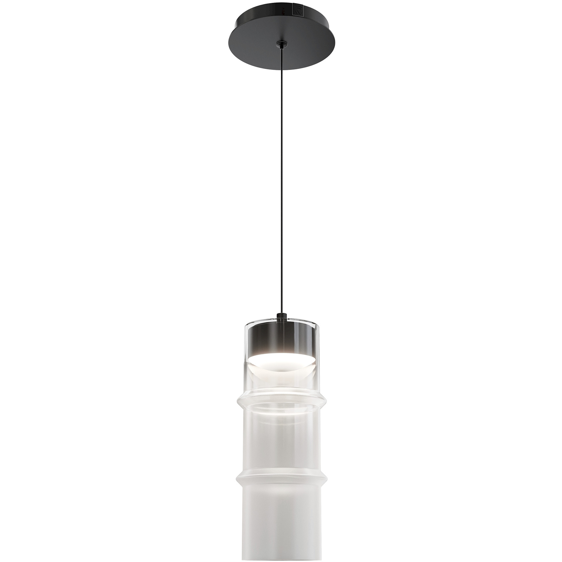 Kanister LED 4.63 inch Powder Coated Black Mini-Pendant Ceiling Light in Black White Glass, dweLED