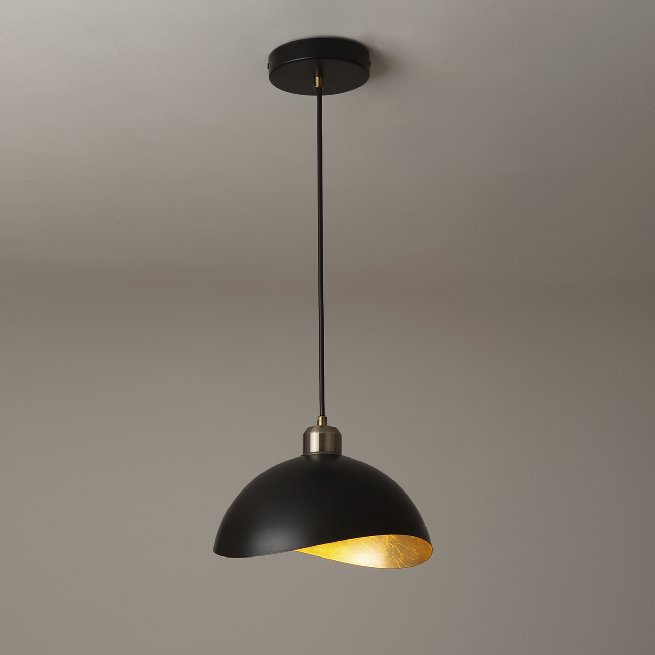 Luna Bella 1 Light 10 inch Matte Black and Weathered Brass Pendant Ceiling Light