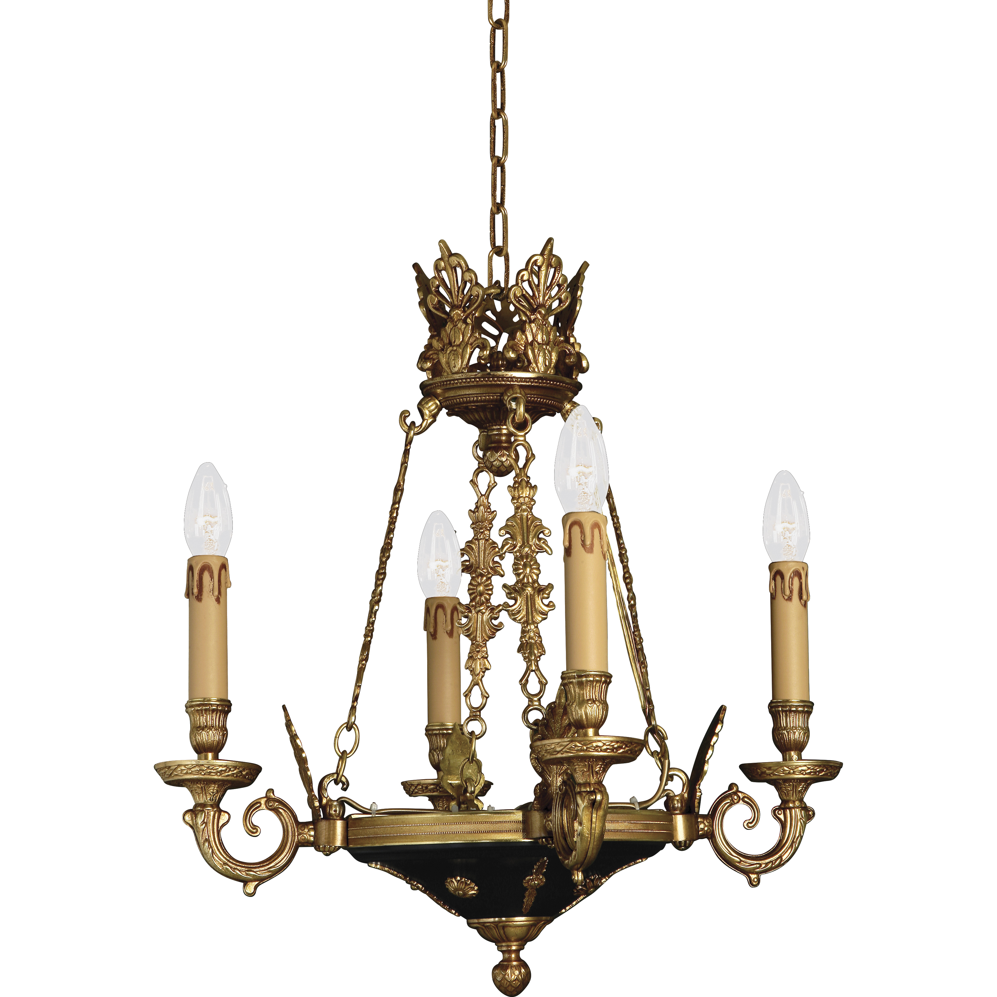 Vintage Collection 4 Light 19 inch Dore Gold with Black Accents Chandelier Ceiling Light, Vintage