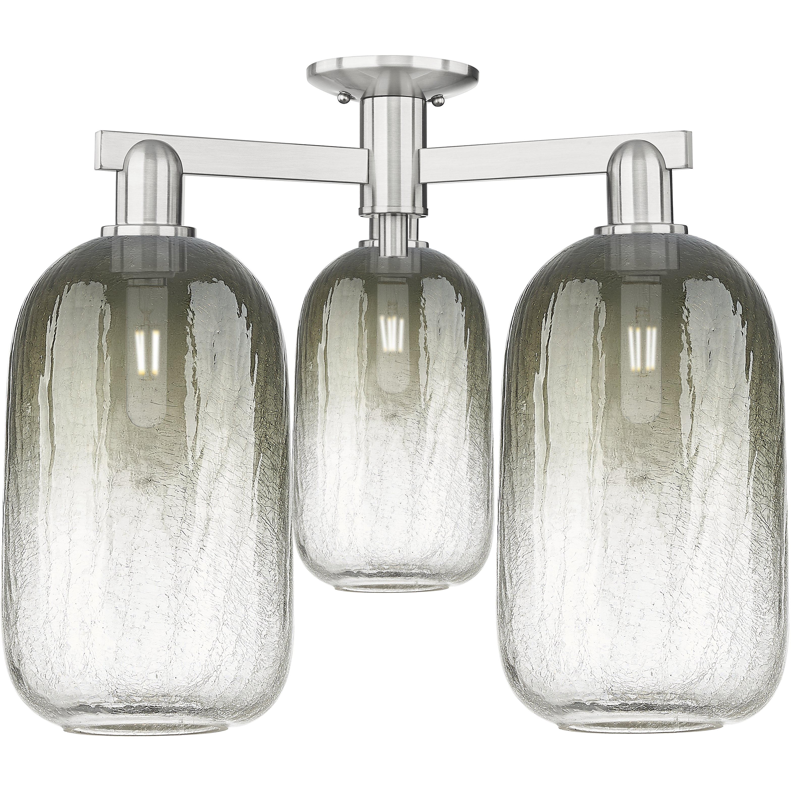 Brookhaven Cloche 3 Light 24.5 inch Brushed Satin Nickel Semi-Flush Mount Ceiling Light in Slate Glass