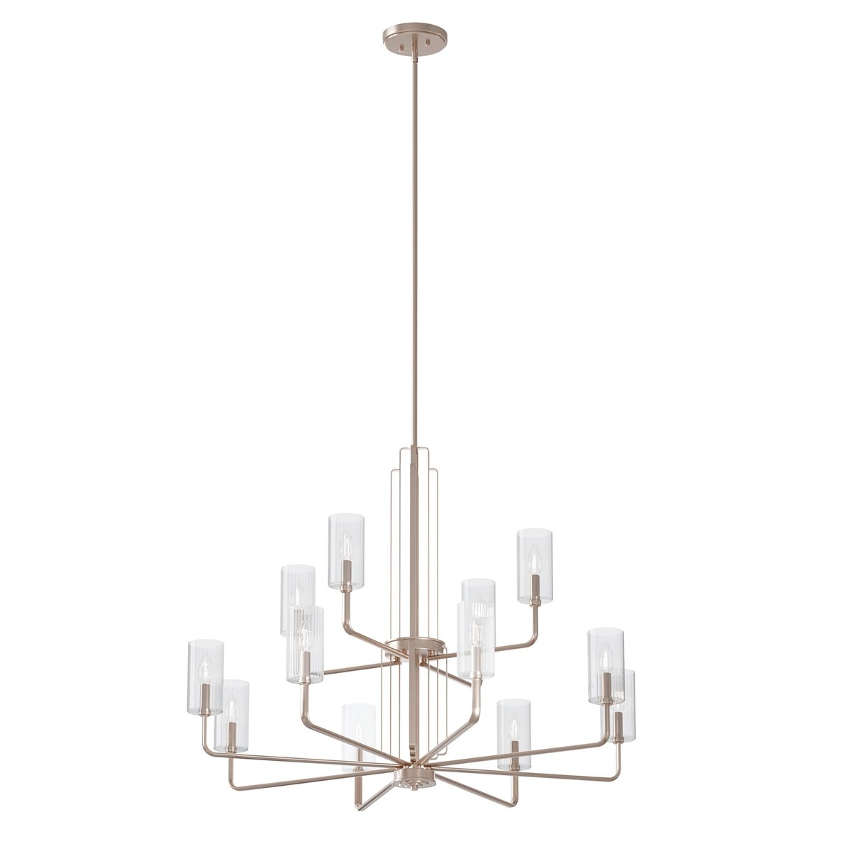 Kimrose 12 Light 40.5 inch Polished Nickel Chandelier Ceiling Light, 2 Tier Large