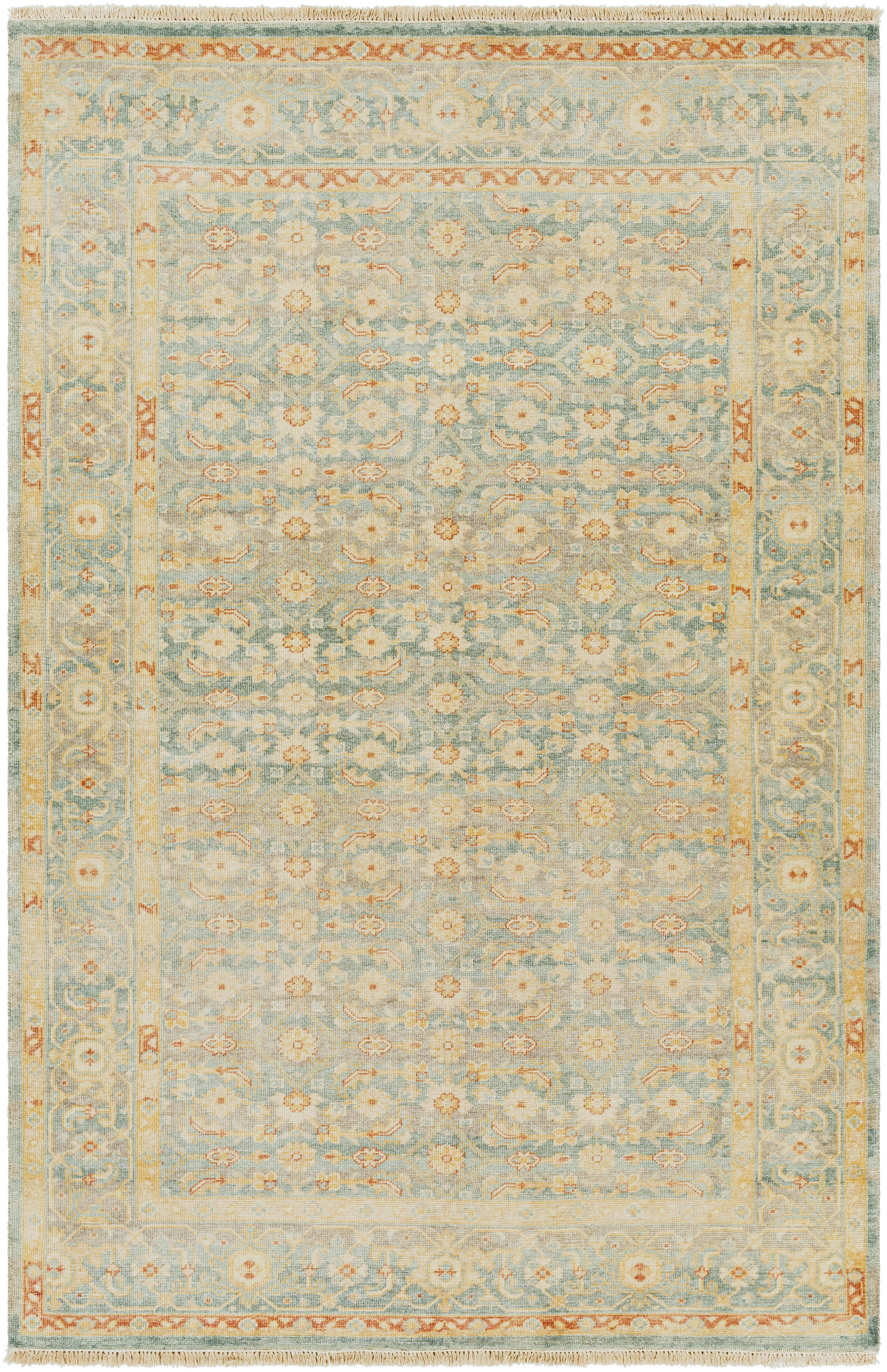 Hamadan 36 X 24 inch Seafoam Rug, Rectangle