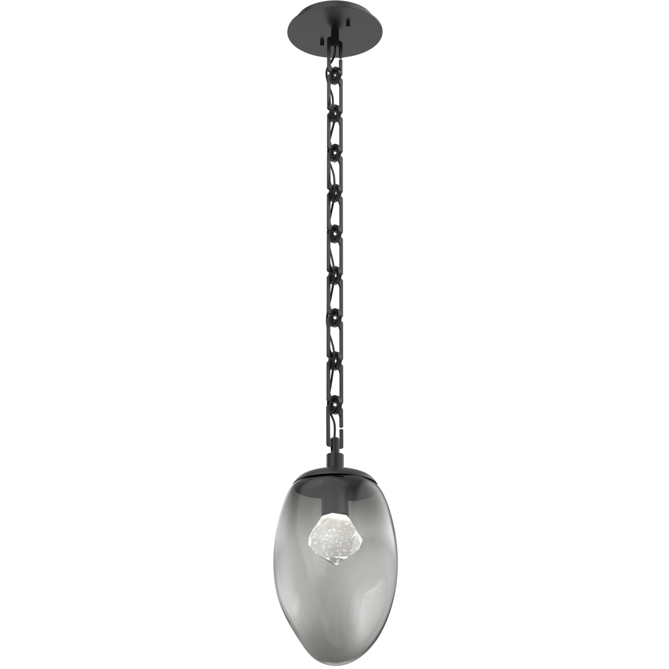 Meteo LED 8 inch Matte Black Pendant Ceiling Light in 3000K LED, Smoke, Rectangular Chain