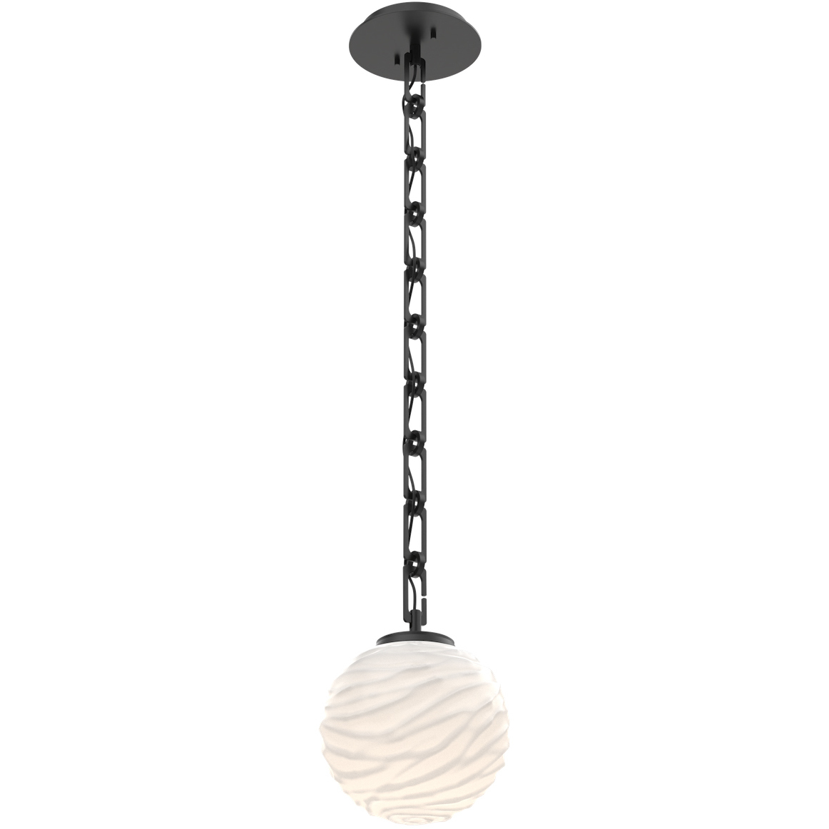 Gaia LED 7.6 inch Matte Black Pendant Ceiling Light in 3000K LED, White Linen, Rectangular Chain, Medium