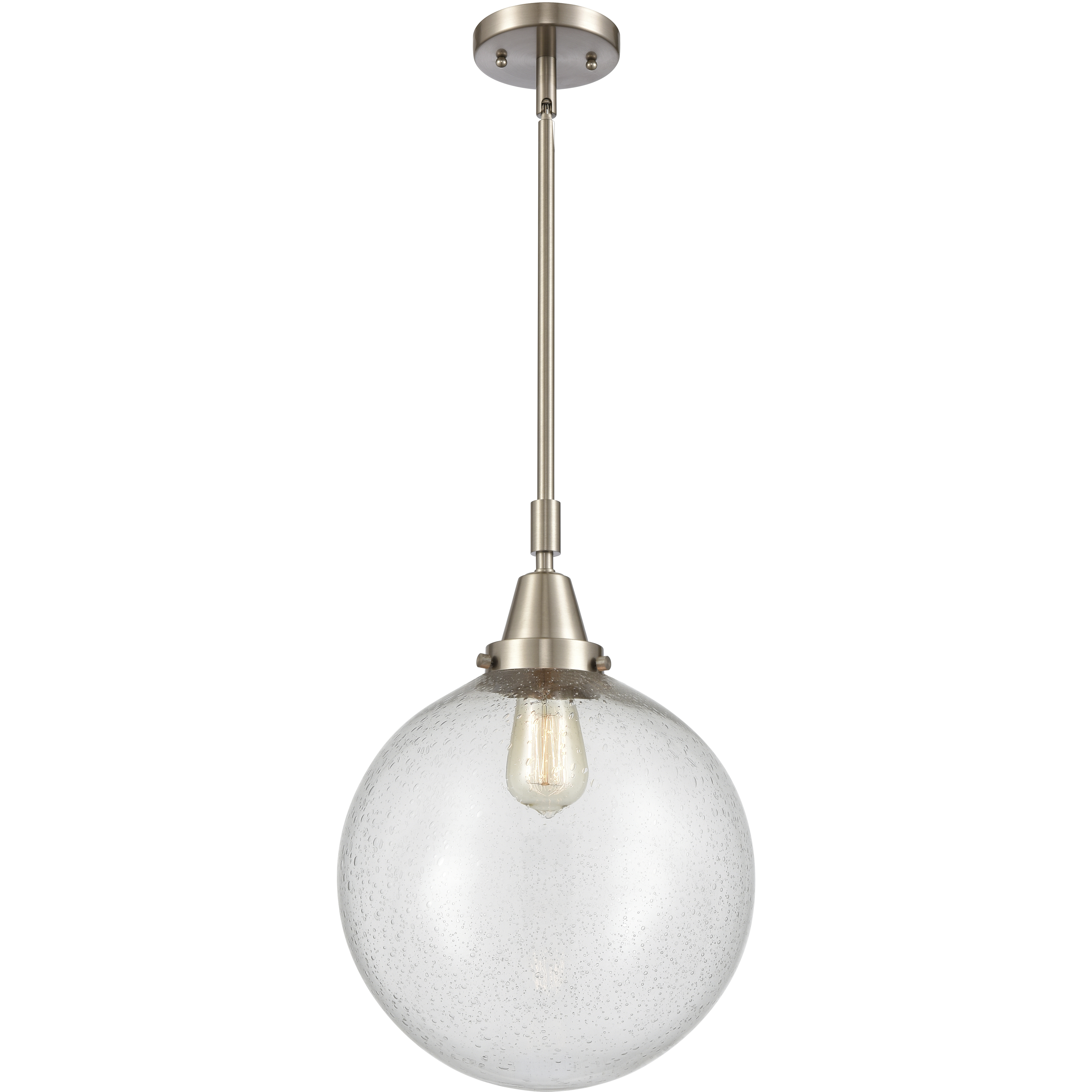 Beacon 1 Light 12 inch Brushed Satin Nickel Mini Pendant Ceiling Light in Seedy Glass