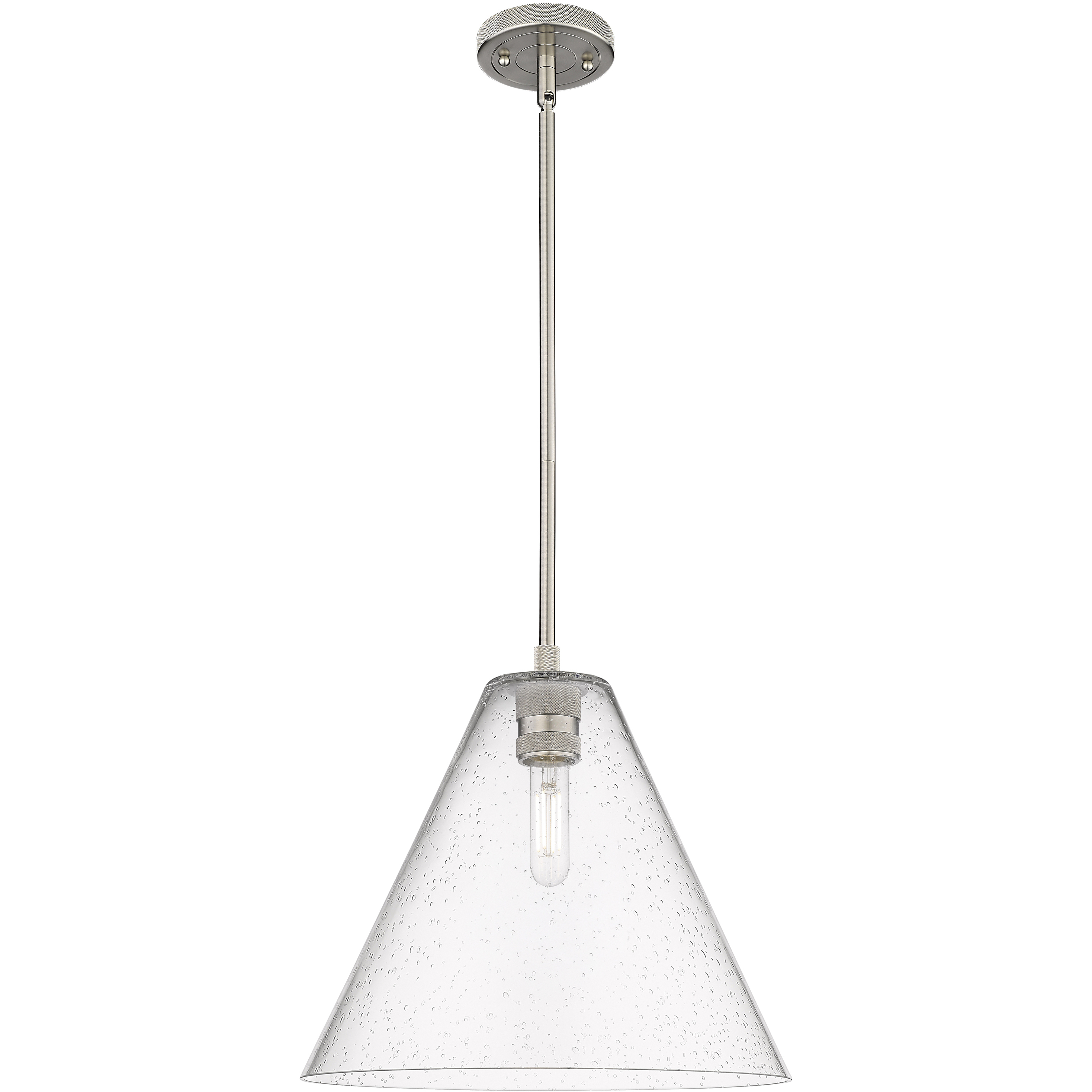 Crown Point 1 Light 12 inch Satin Nickel Pendant Ceiling Light in Seedy Glass