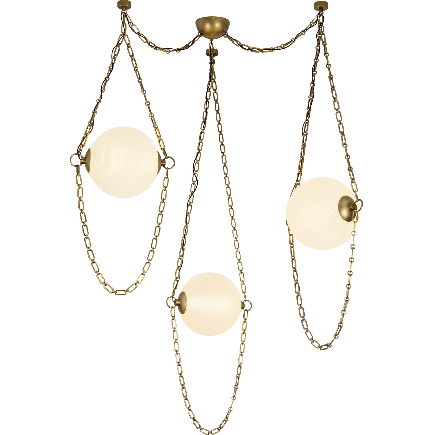 Petra 14.5 inch Vintage Brass and Cloud Glass Chandelier Ceiling Light