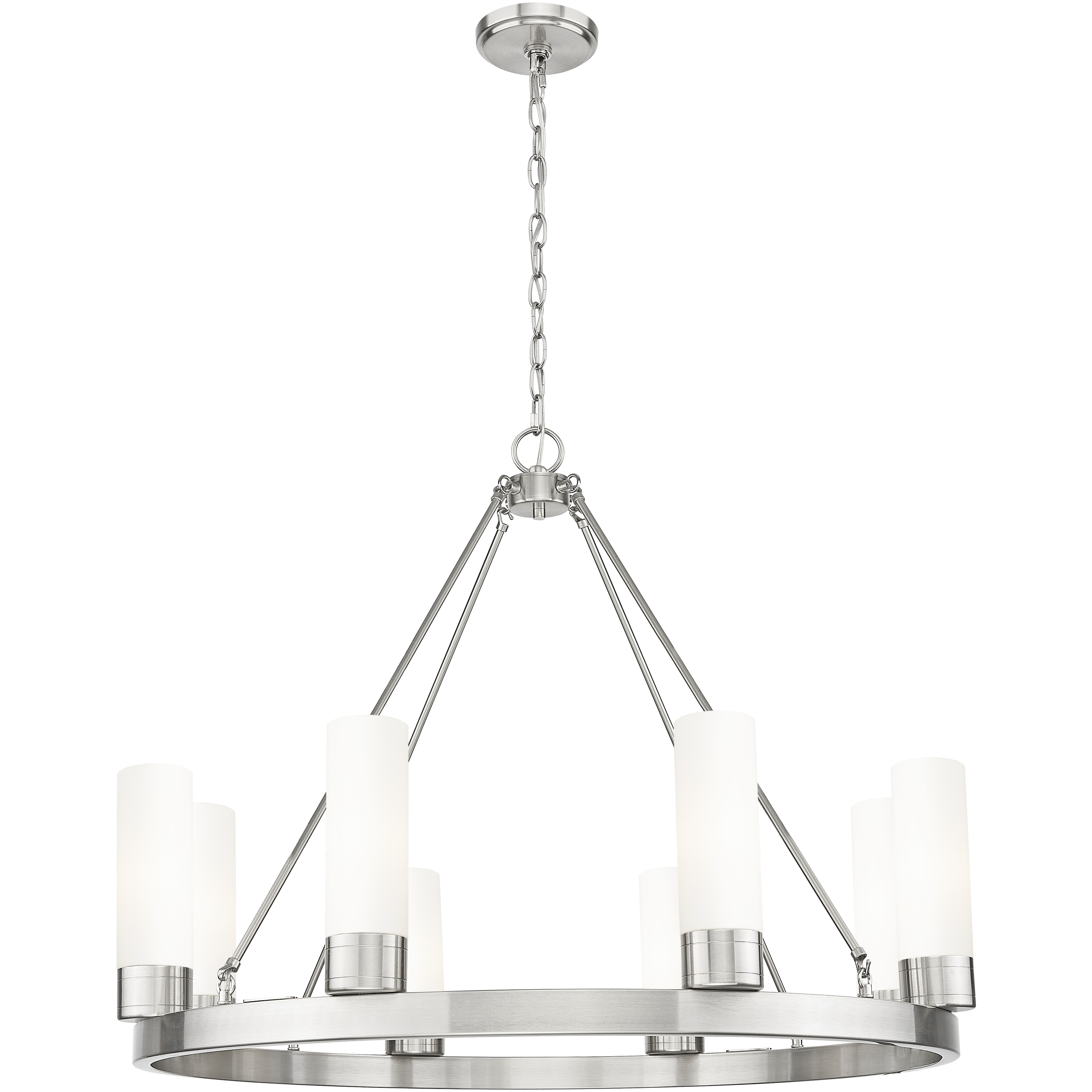 Boreas 8 Light 36 inch Satin Nickel Chandelier Ceiling Light in White Glass
