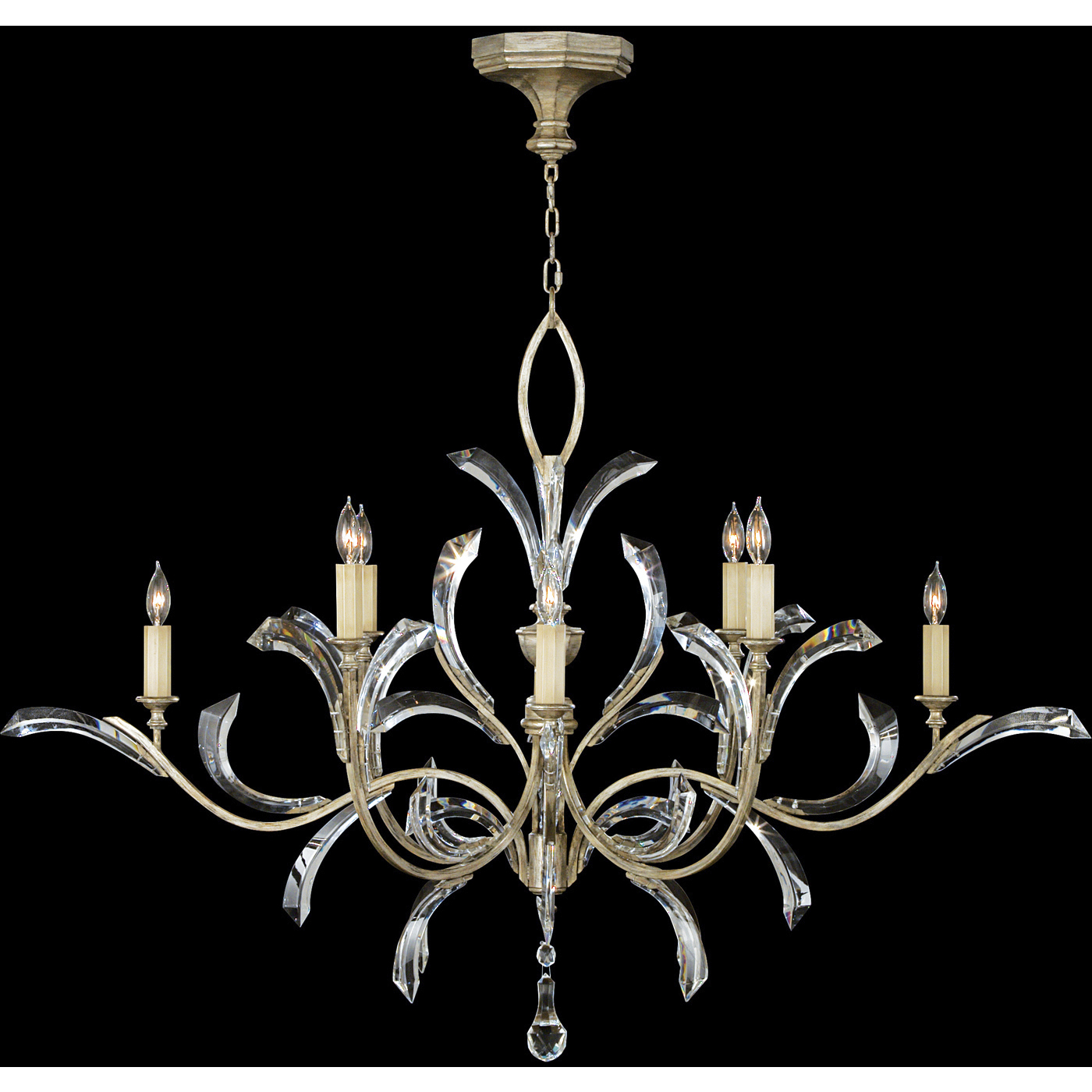 Beveled Arcs 8 Light 57 inch Silver Chandelier Ceiling Light