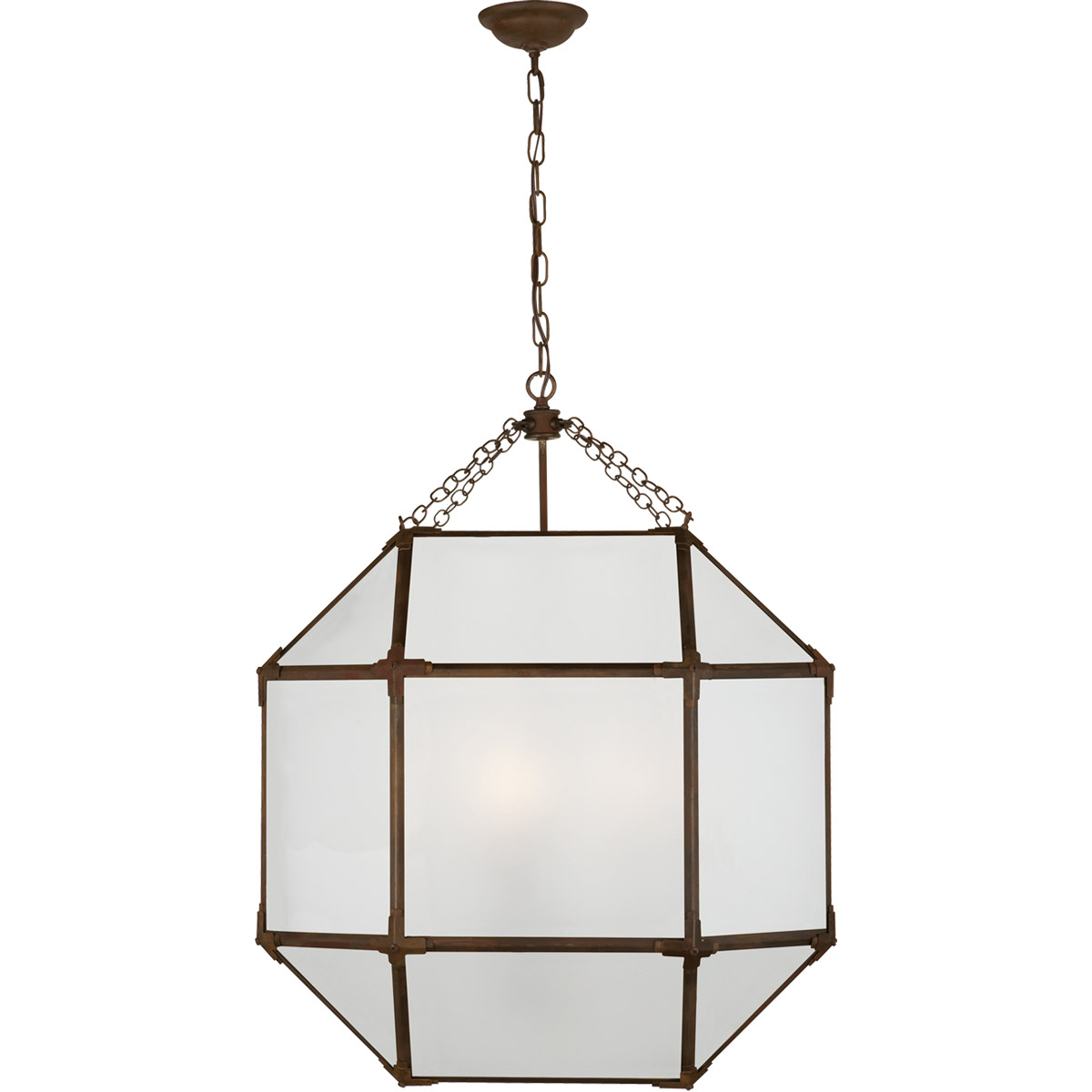 Suzanne Kasler Morris 3 Light 23.25 inch Antique Zinc Lantern Pendant Ceiling Light in Frosted Glass, Large