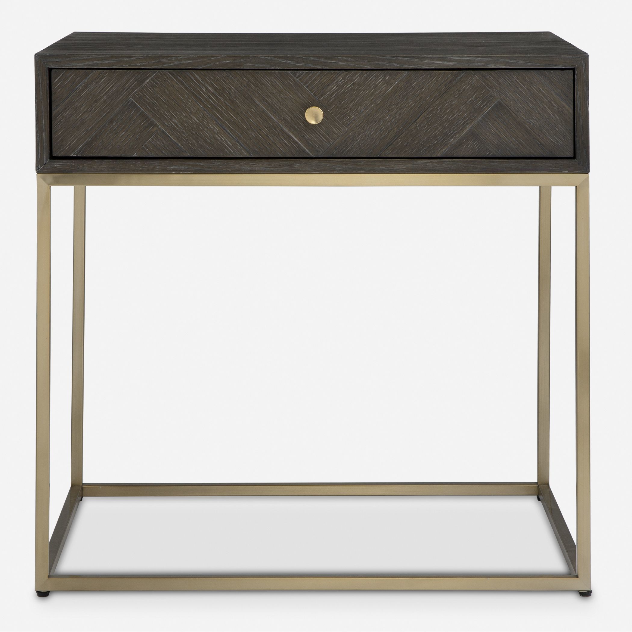 Armistead 25 X 25 inch Dark Walnut and Brushed Brass Side Table